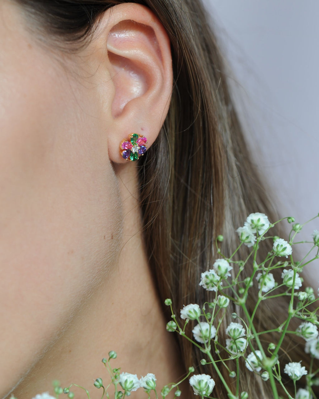 Boucles puce Flora – Argent 925 doré