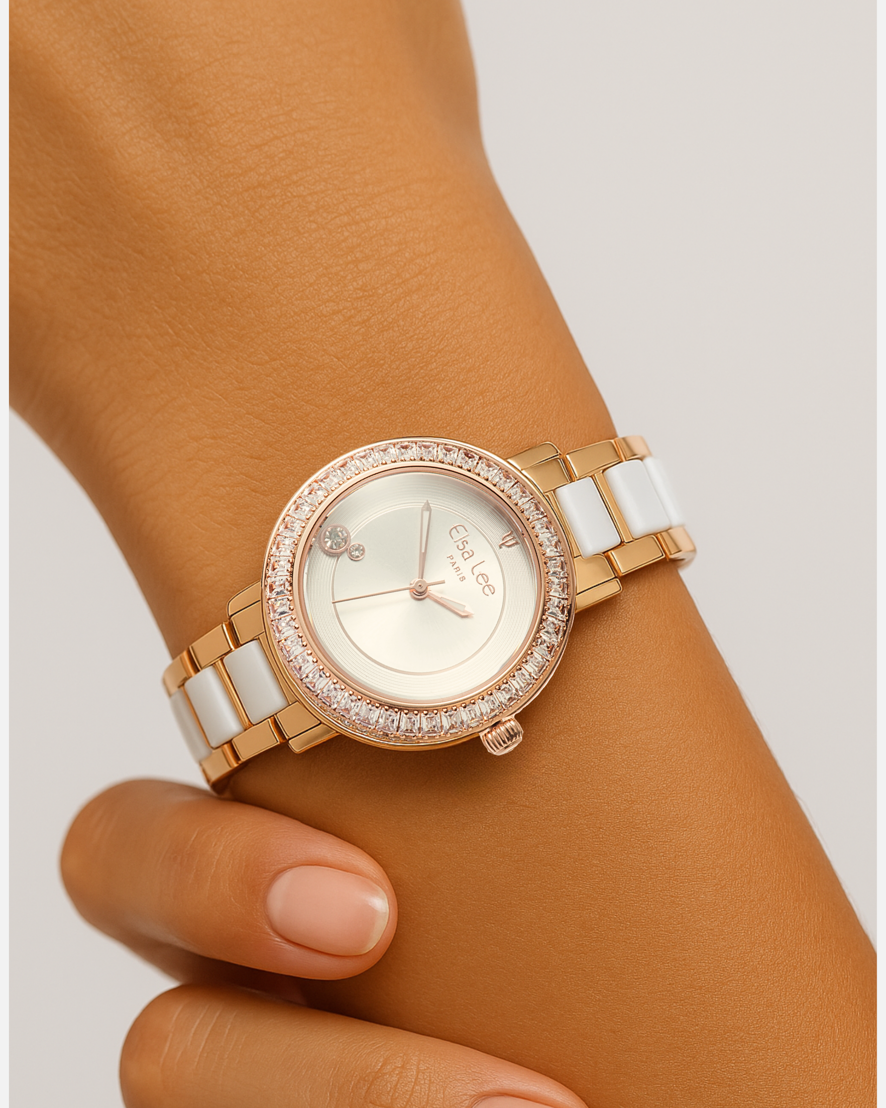 Montre Elsa Lee femme – Acier & Céramique Rose Gold