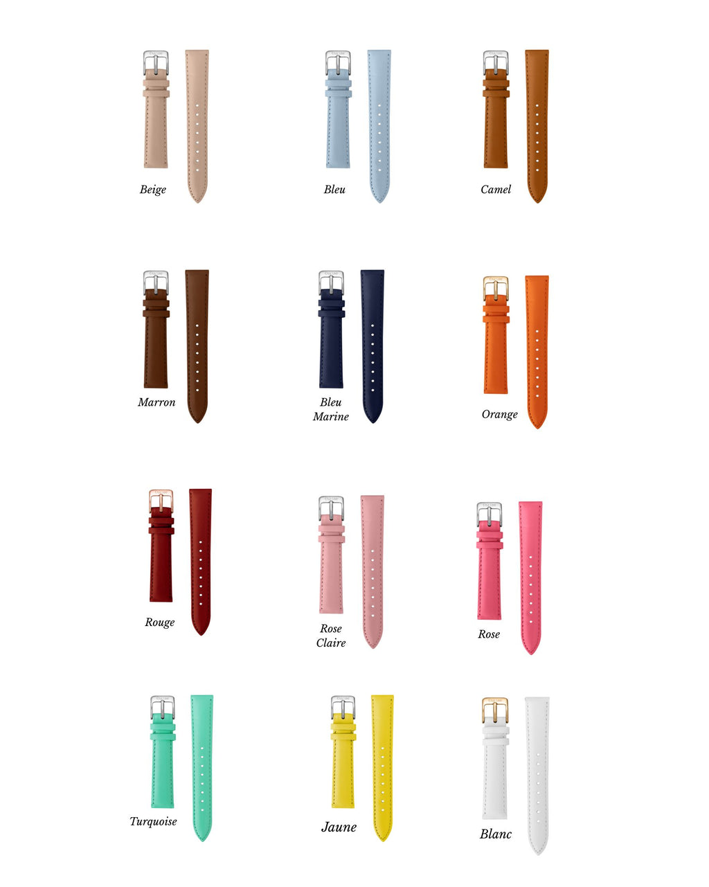 Bracelet Cuir et boucle Interchangeable – Compatible Montres Selene, Gaia, Ariane & Aurore