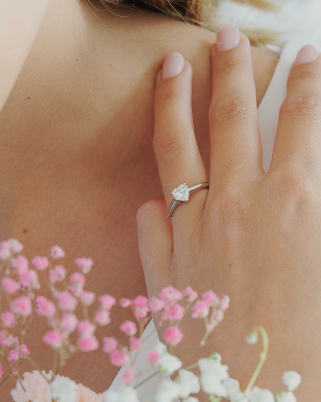 Bague Solitaire Cœur en argent 925 rhodié & zirconium