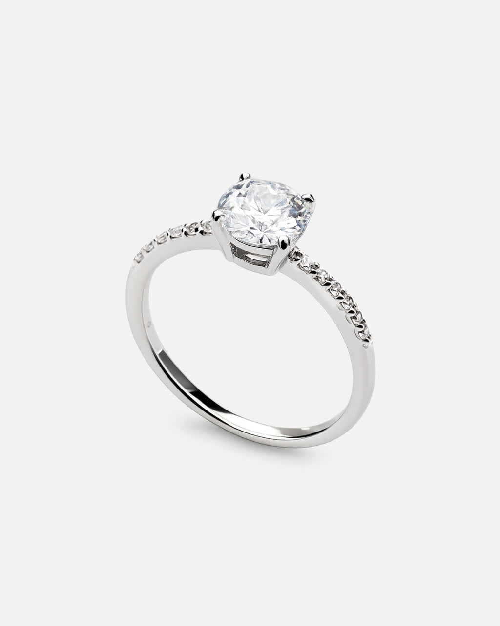 Tradition Ring – 925 Silver, Paved Solitaire &amp; Zirconium