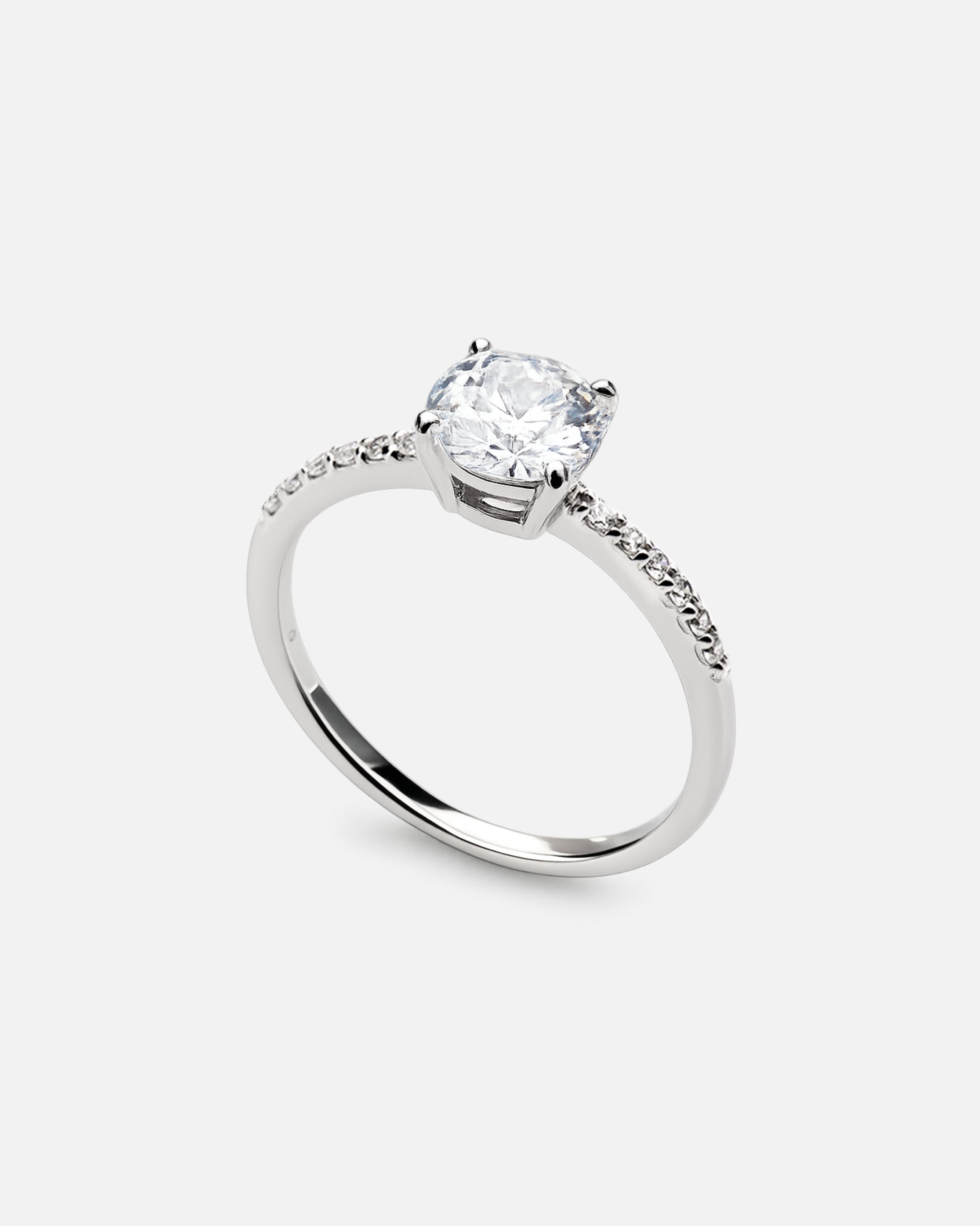 Tradition Ring – 925 Silver, Paved Solitaire &amp; Zirconium
