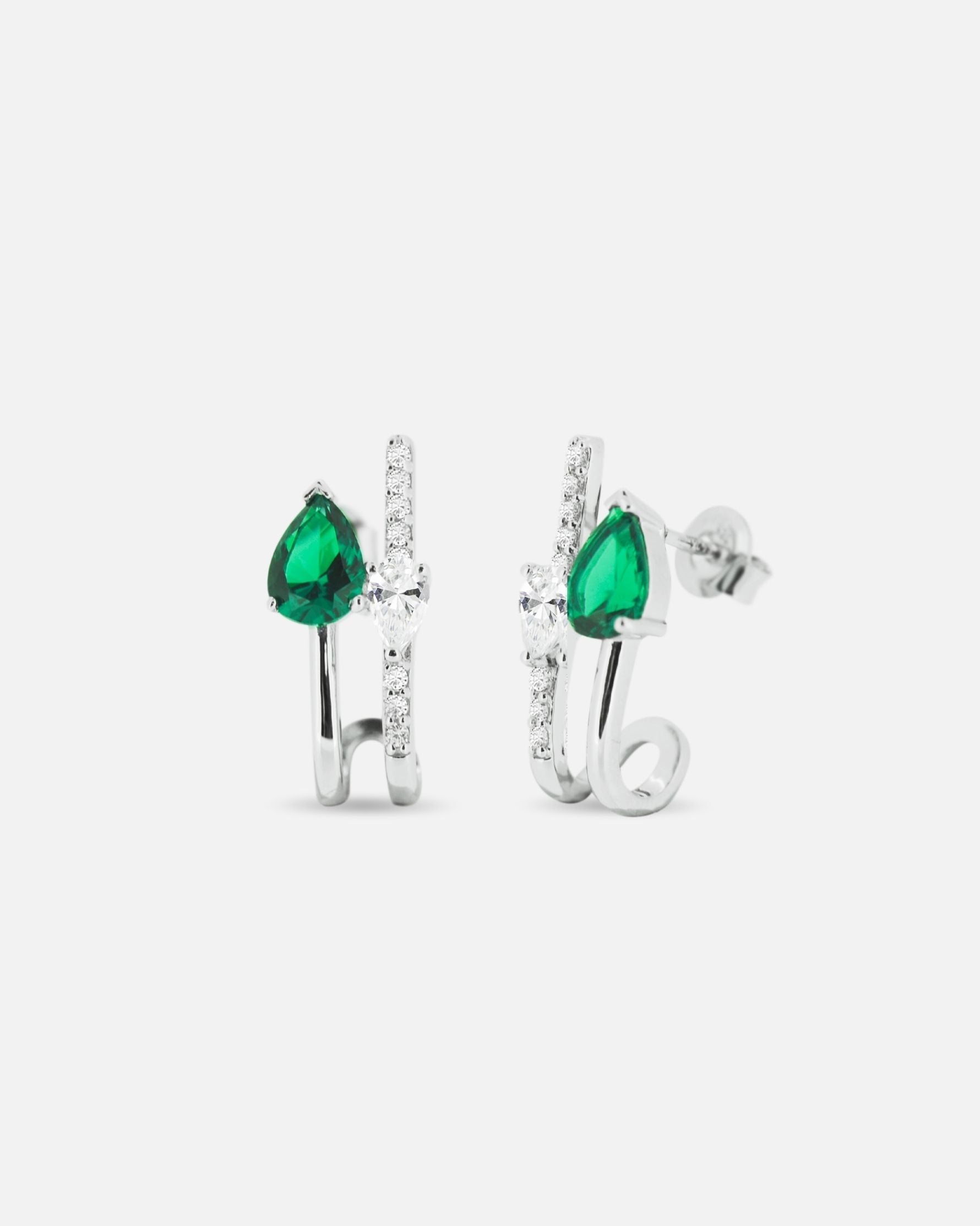 Boucles d'oreilles pendantes Emeraude