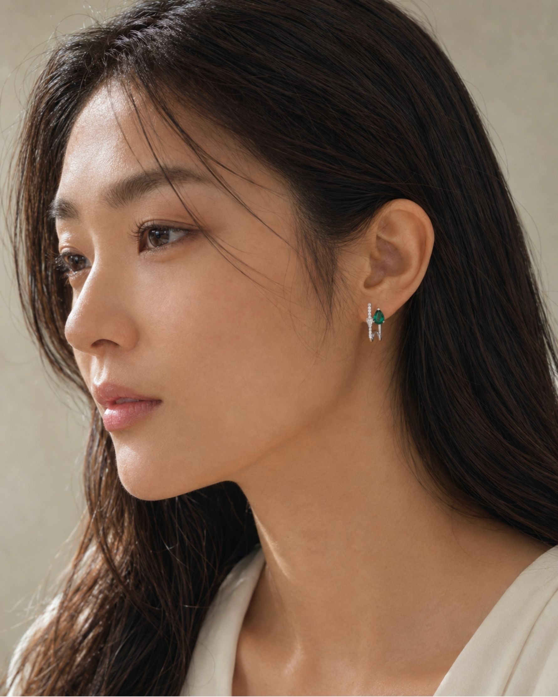 Boucles d'oreilles pendantes Emeraude