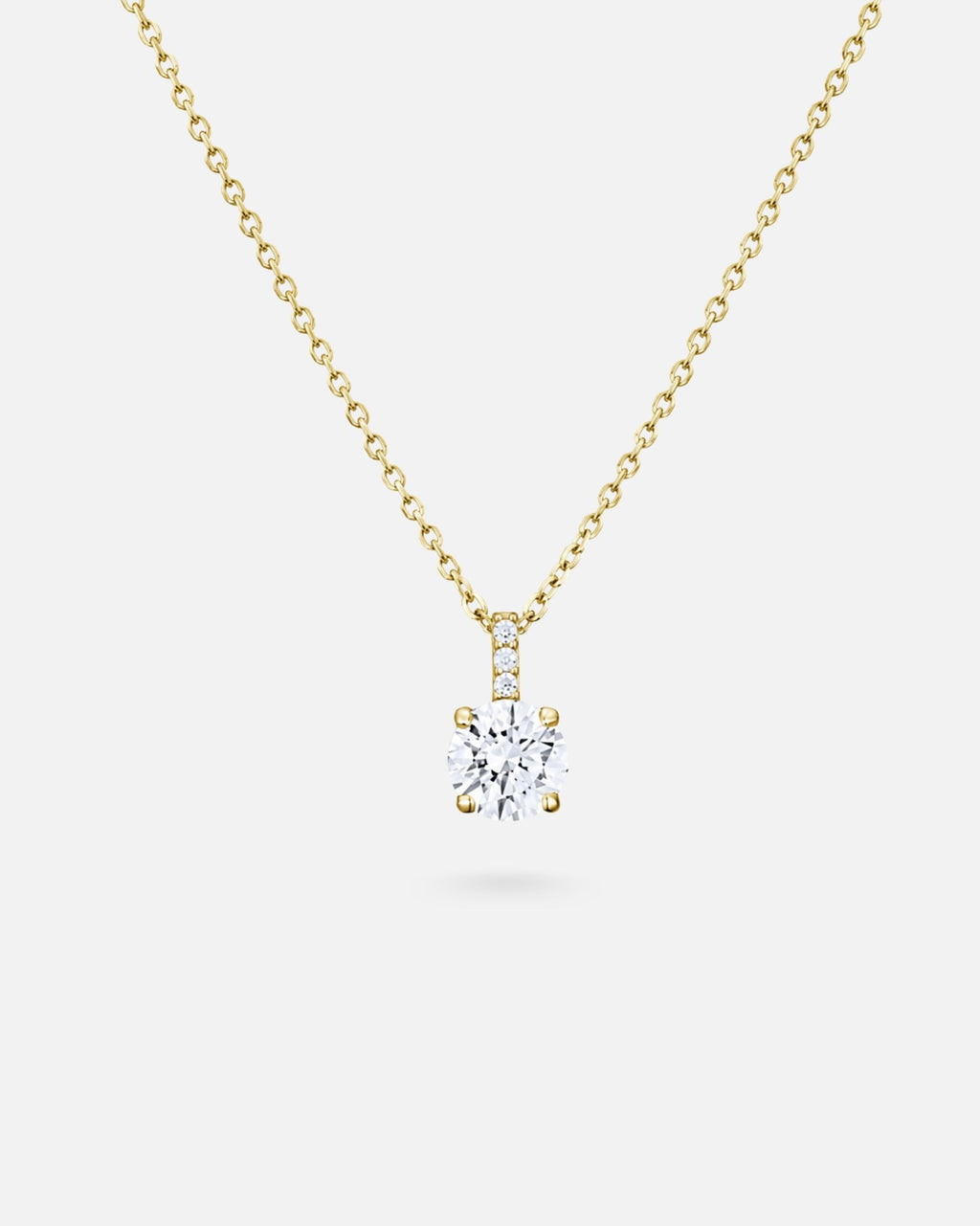 Solitaire Necklace – 925 Silver, Zirconium &amp; Set Bail