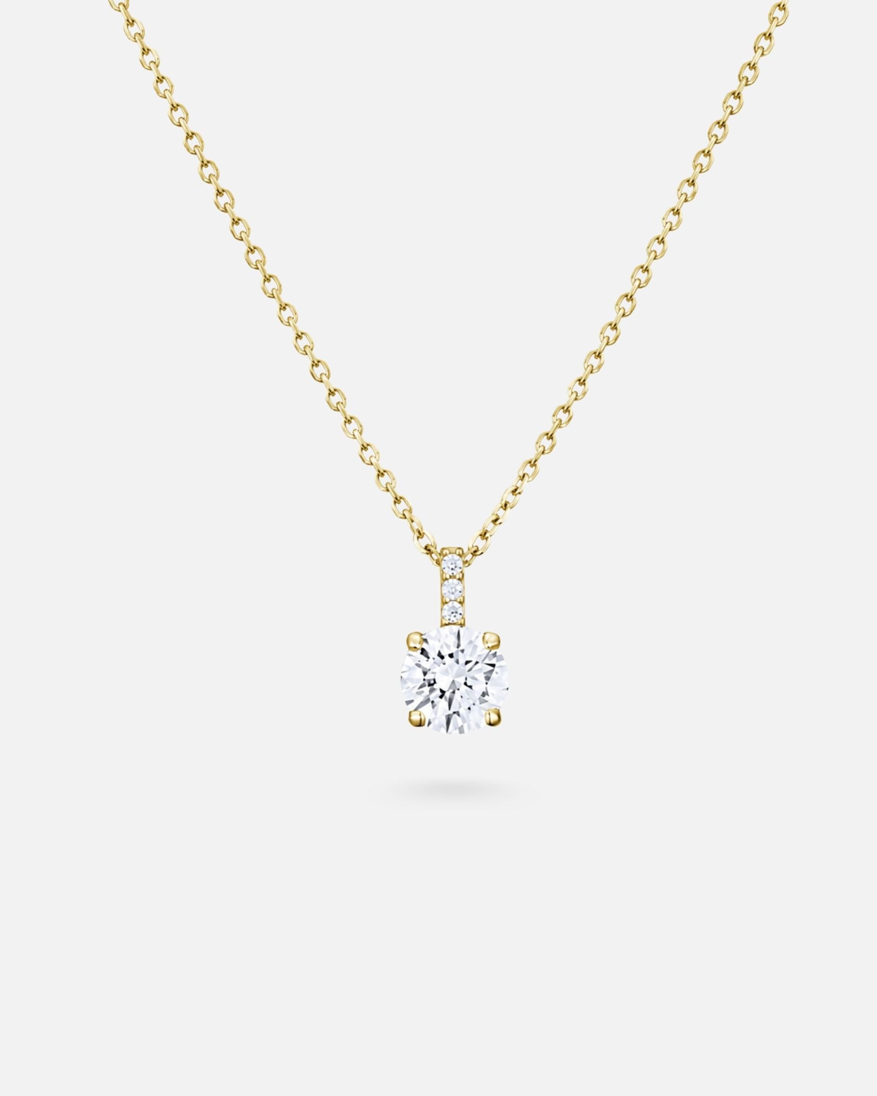 Solitaire Necklace – 925 Silver, Zirconium &amp; Set Bail