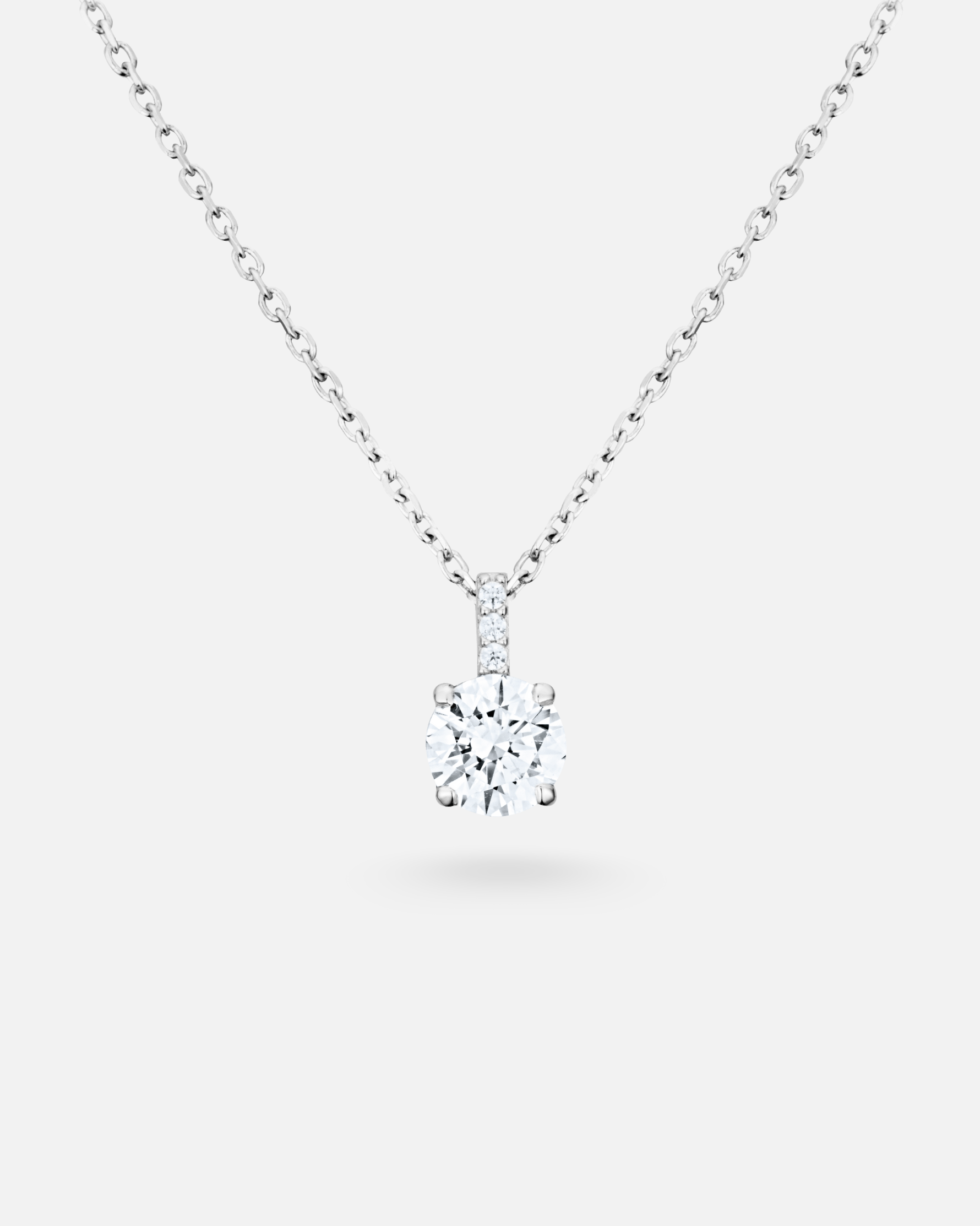 Solitaire Necklace – 925 Silver, Zirconium &amp; Set Bail