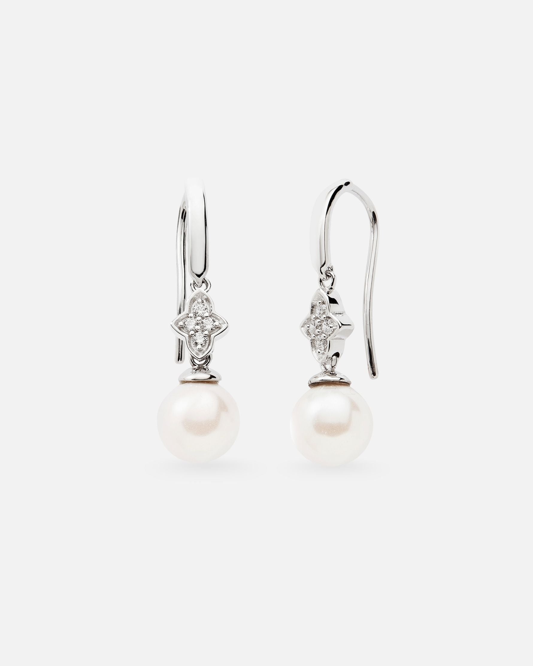 Boucles d’oreilles Pureté en argent 925, perles et oxydes de zirconium