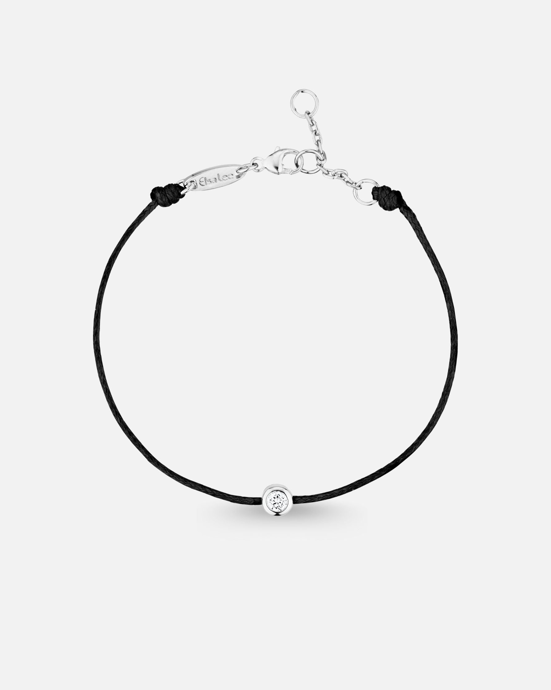 Bracelet Clear Spirit — Argent 925 sur cordon noir coton ciré
