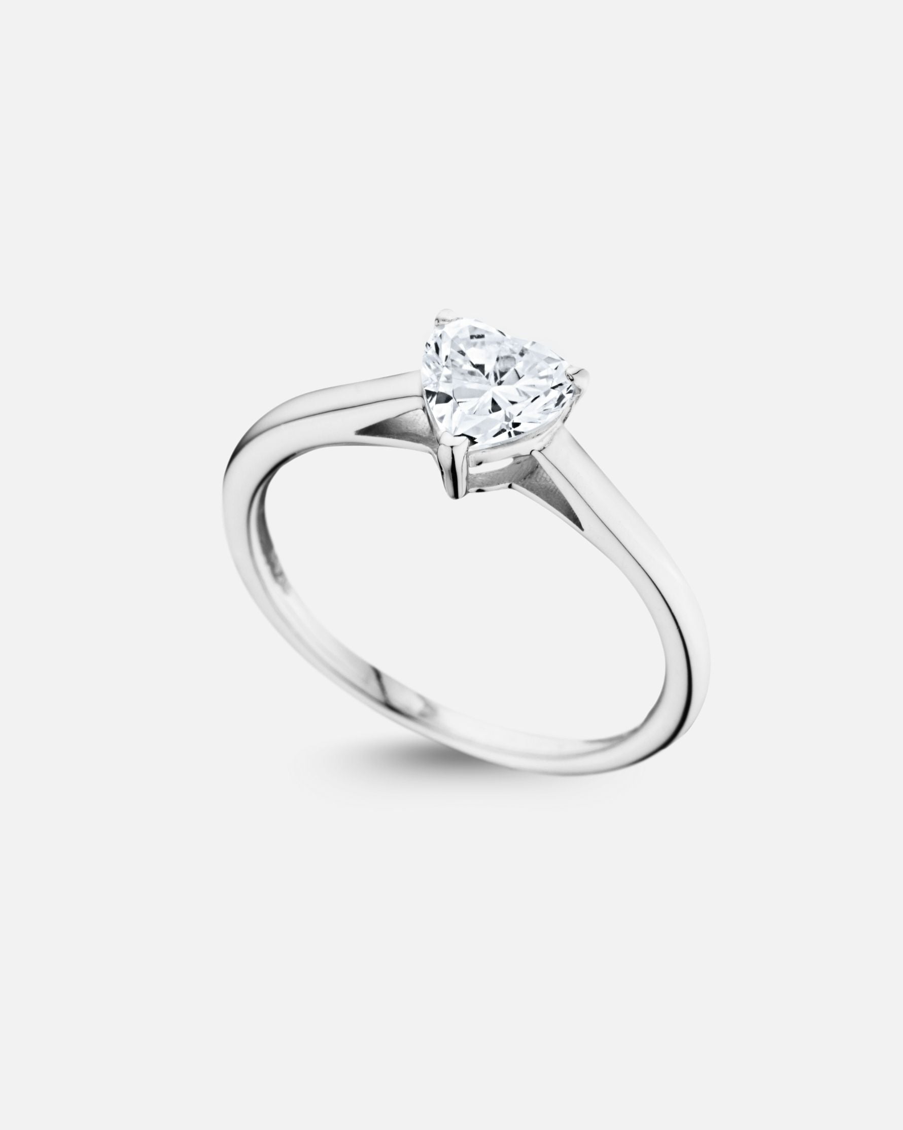 Bague Solitaire Cœur – Argent 925 rhodié & zirconium