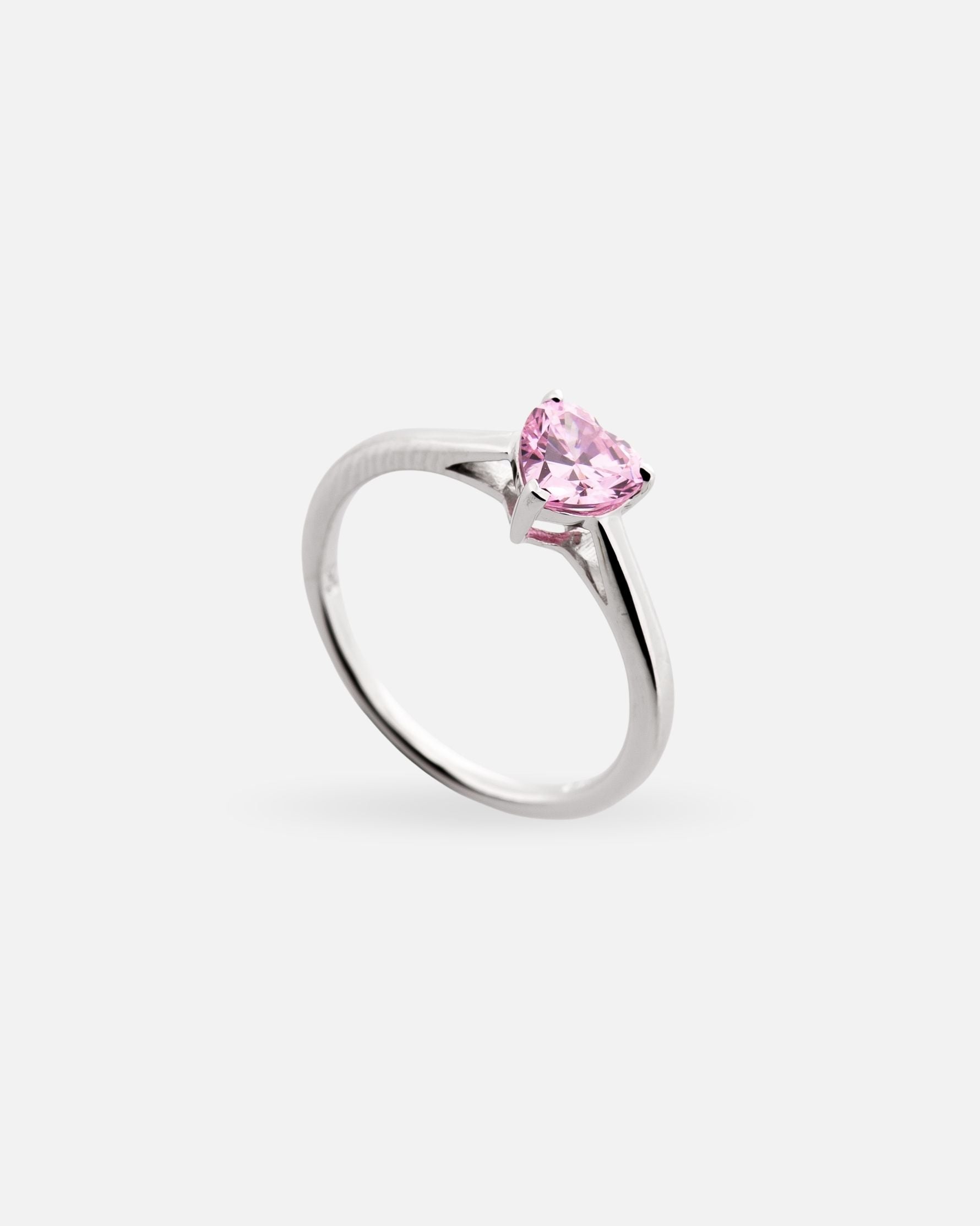 Bague Solitaire Cœur Rose