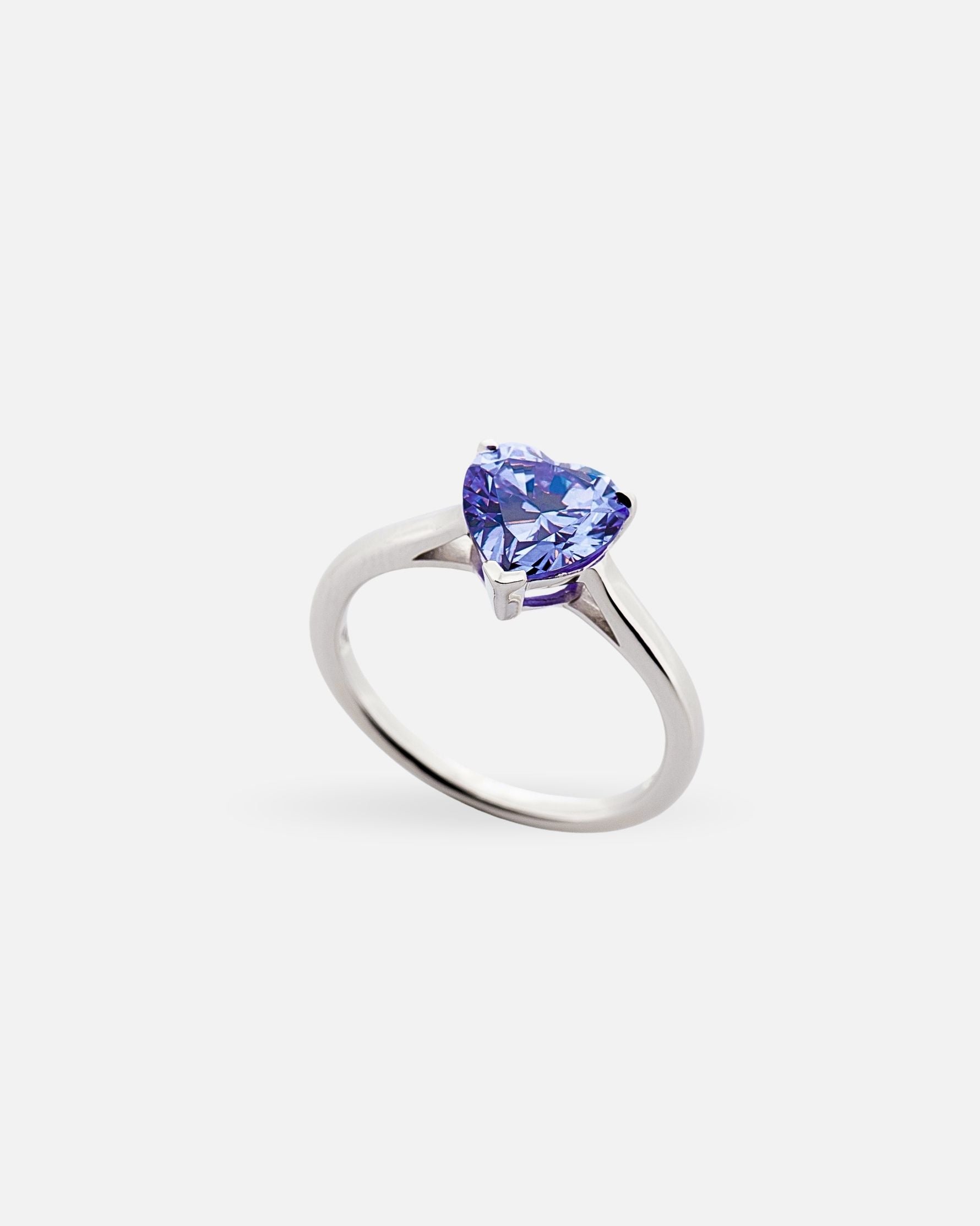 Bague Solitaire Cœur Bleu