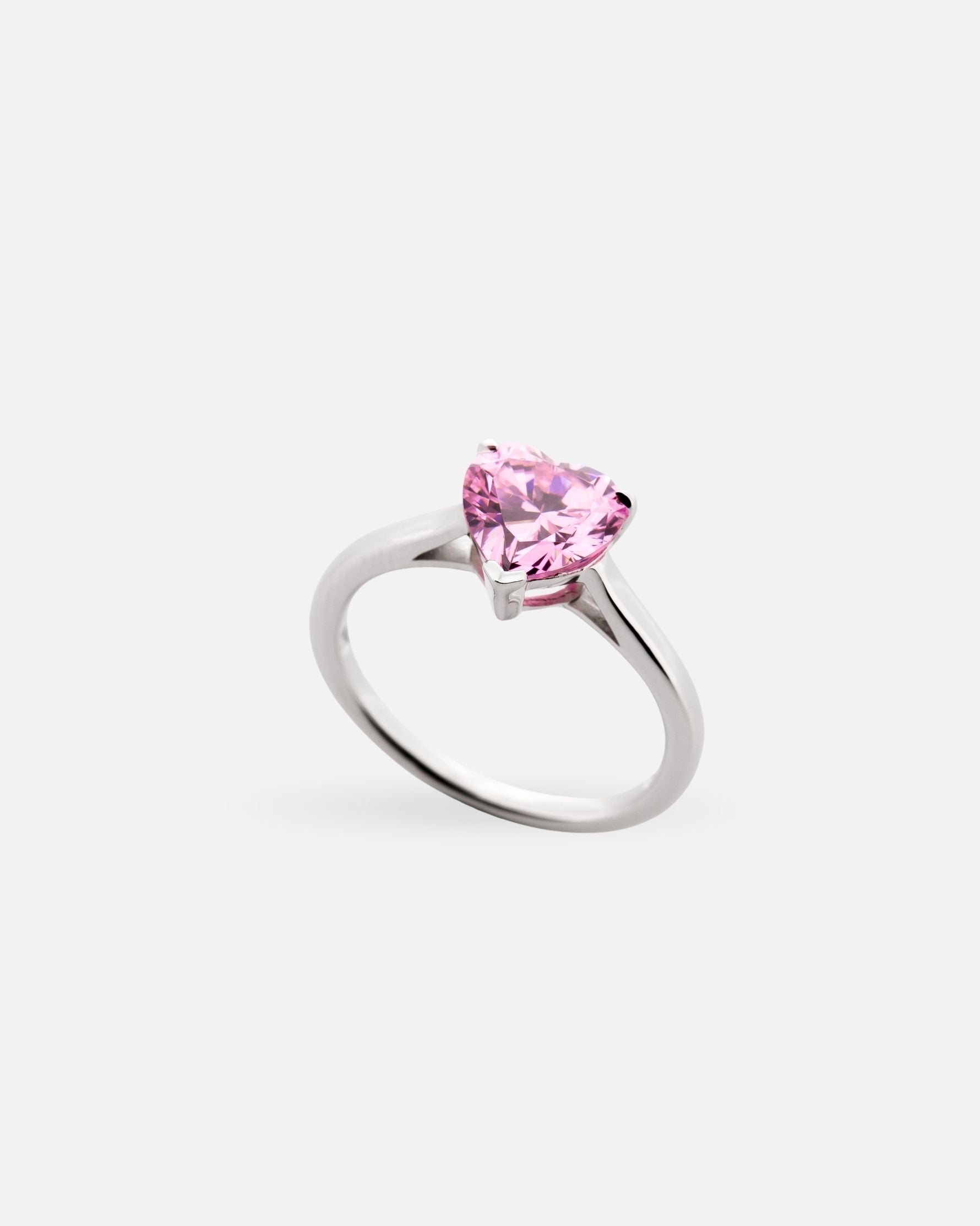 Bague Solitaire Cœur Rose