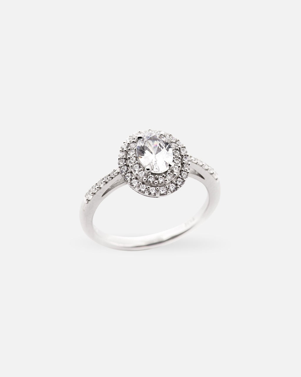 Bague Tradition – Ovale Double Halo en Argent 925