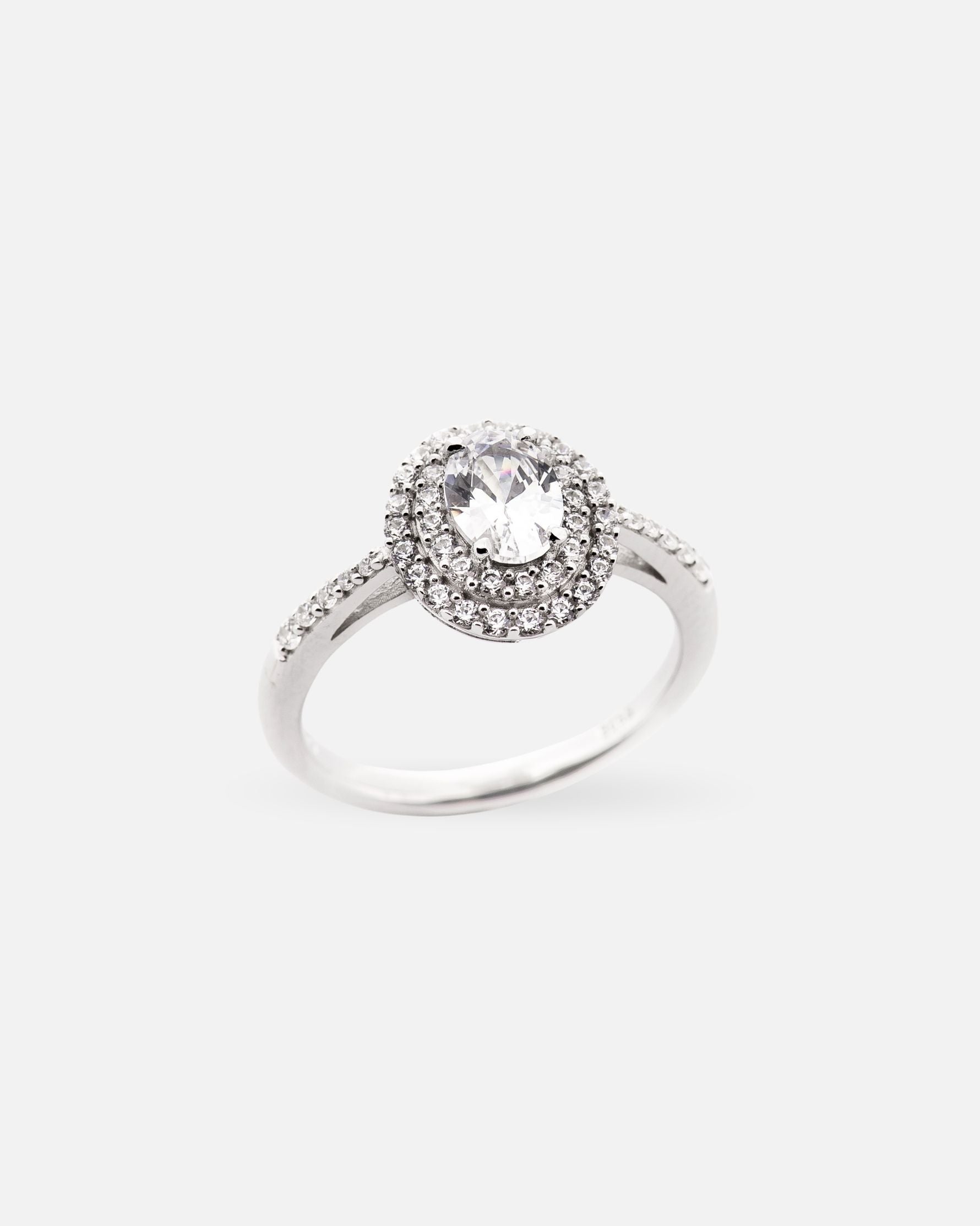 Bague Tradition – Ovale Double Halo en Argent 925