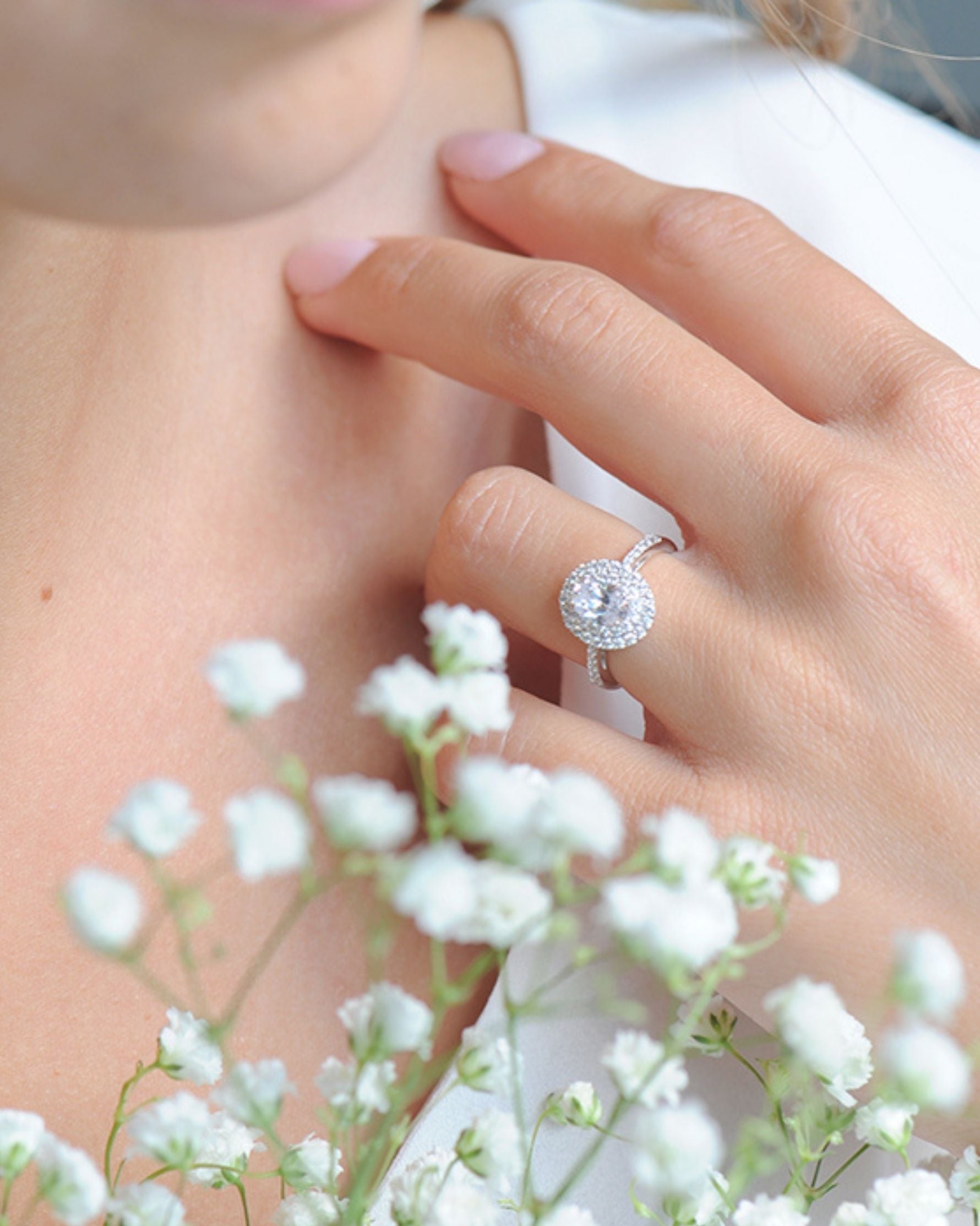 Bague Tradition – Ovale Double Halo en Argent 925