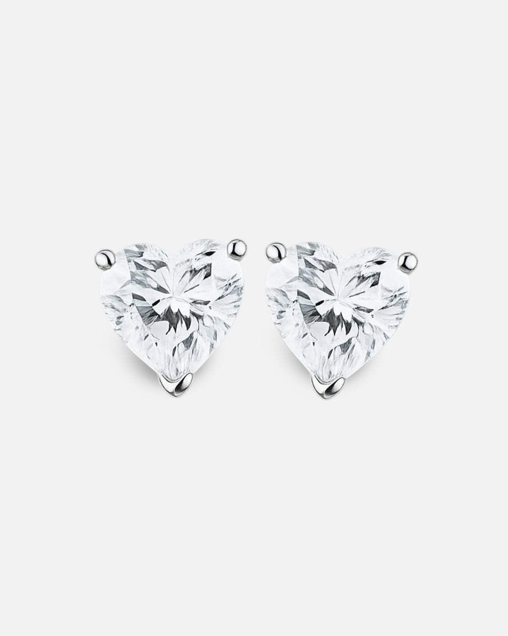 Boucles d’oreilles Cœur  Solitaire – Argent 925 rhodié & zirconium cœur