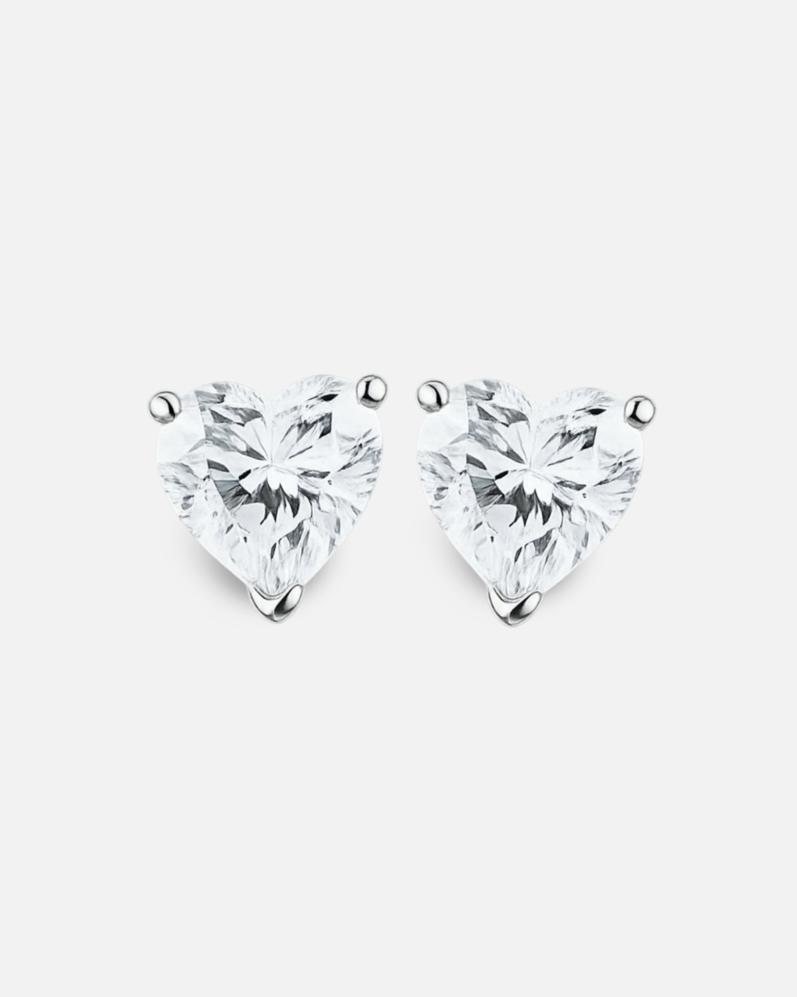 Boucles d’oreilles Cœur  Solitaire – Argent 925 rhodié & zirconium cœur