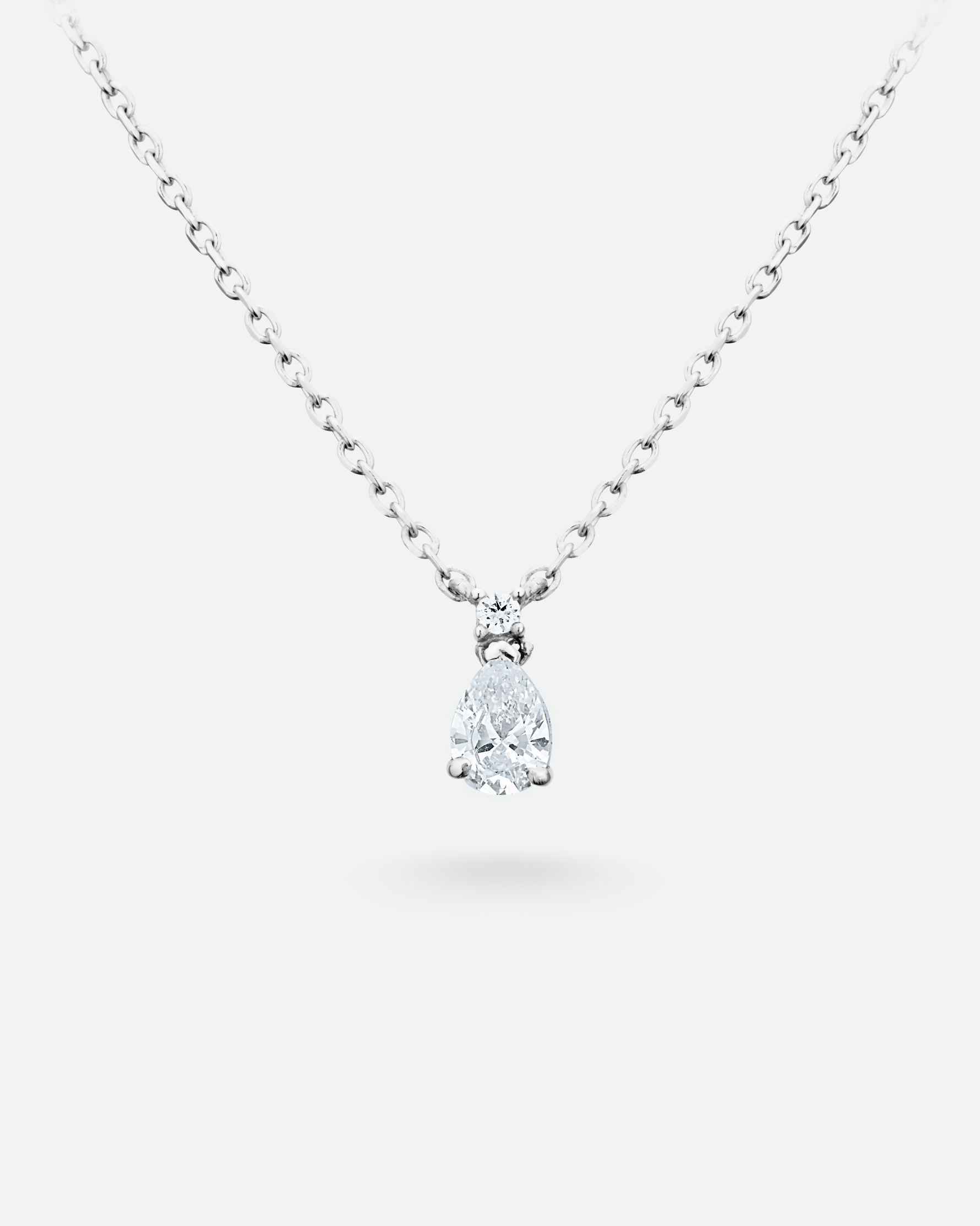 Collier Solitaire – Argent 925 rhodié, zirconium taille poire