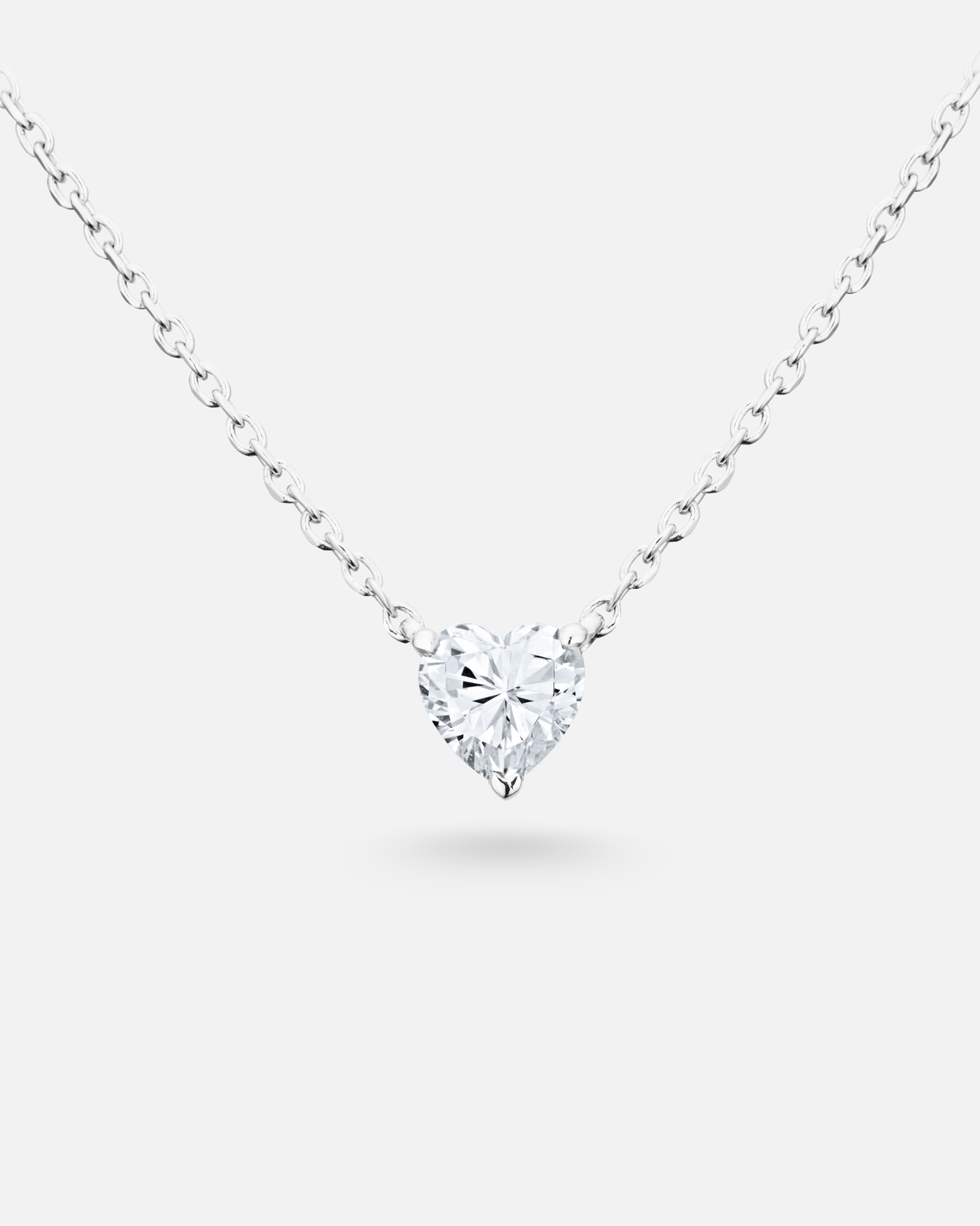 Collier Cœur Solitaire – Chaîne forçat argent 925 & zirconium