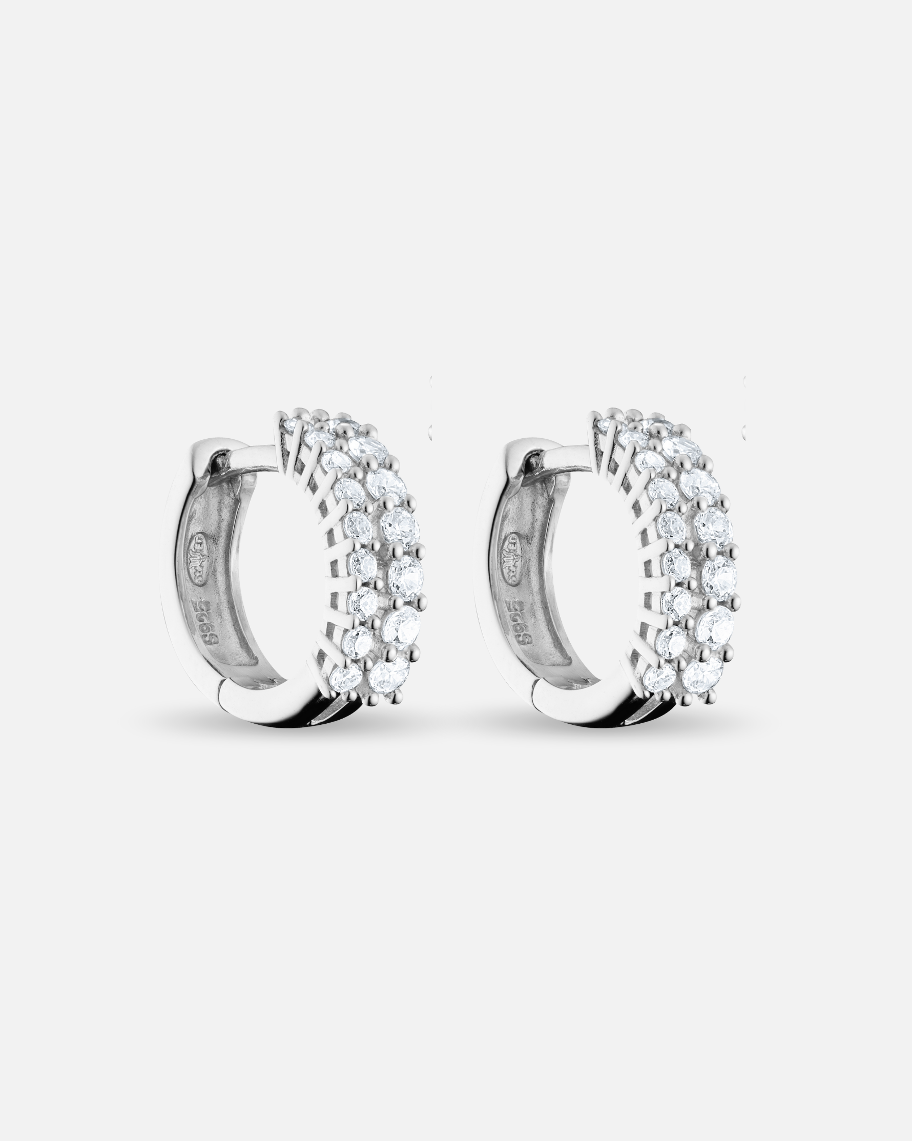 Boucles d’oreilles créoles Tradition – Argent 925, 2 rangs zirconium