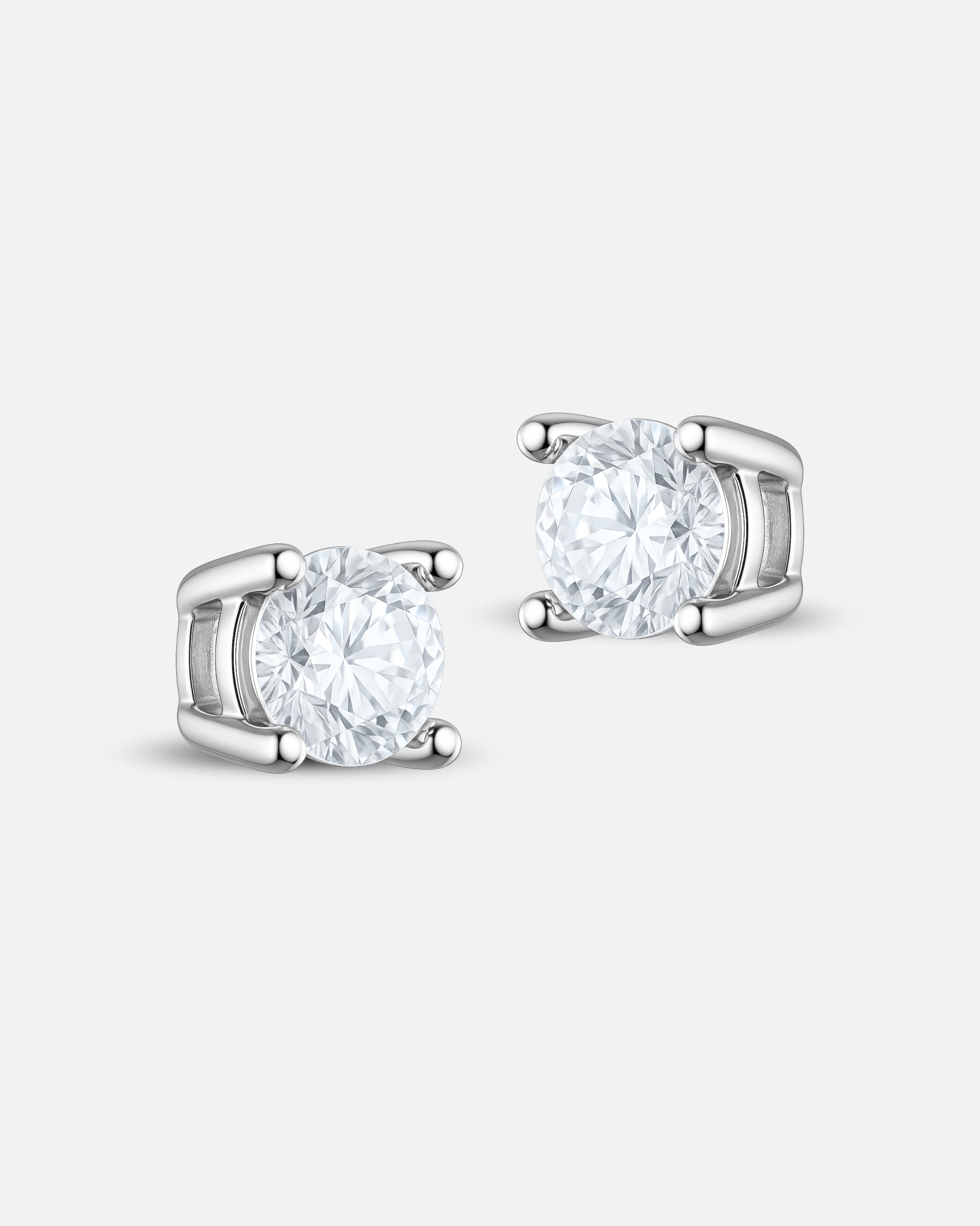 Boucles d’oreilles Solitaire – Puces argent 925, zirconium brillants