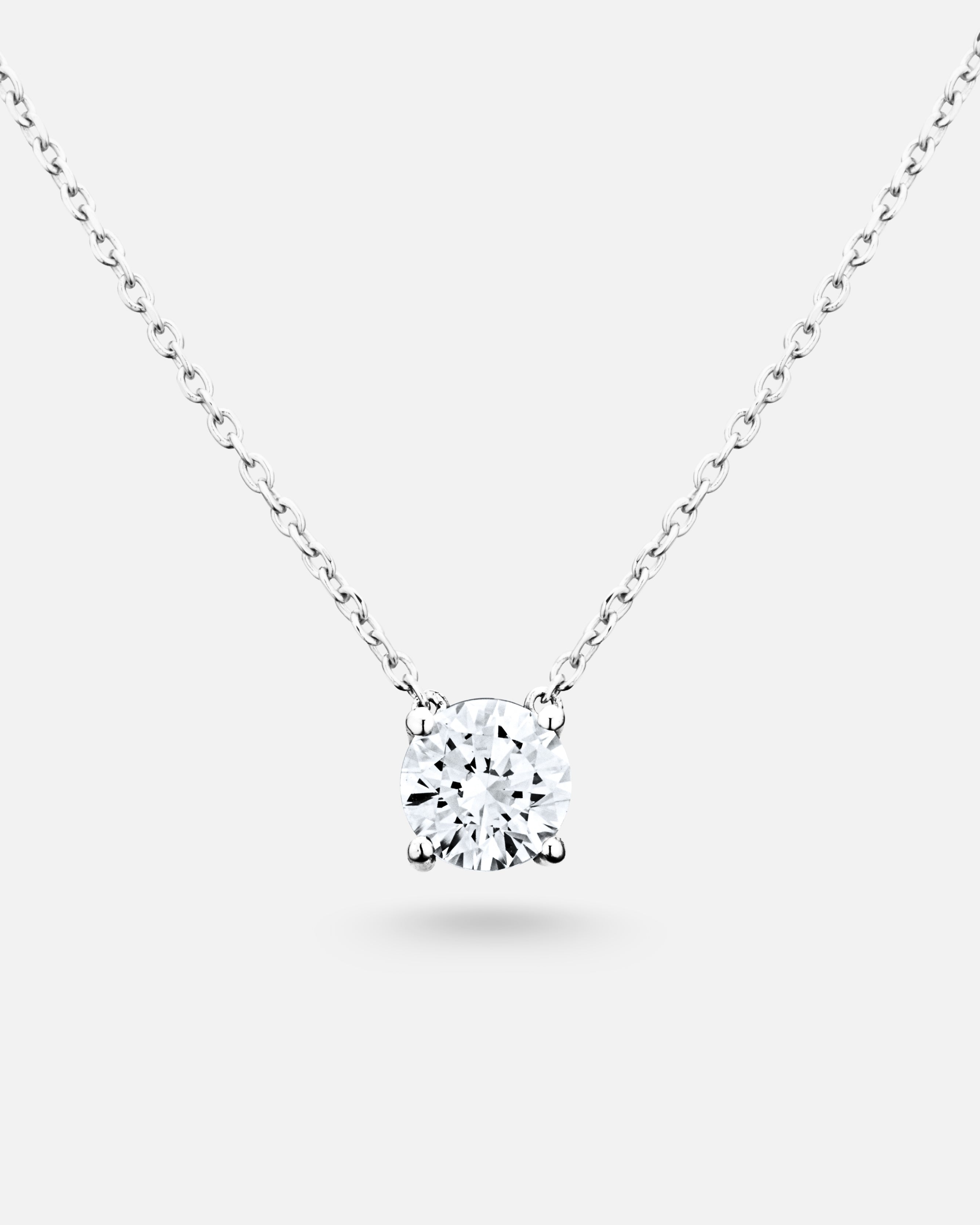Collier Solitaire – Chaîne forçat argent 925 & zirconium