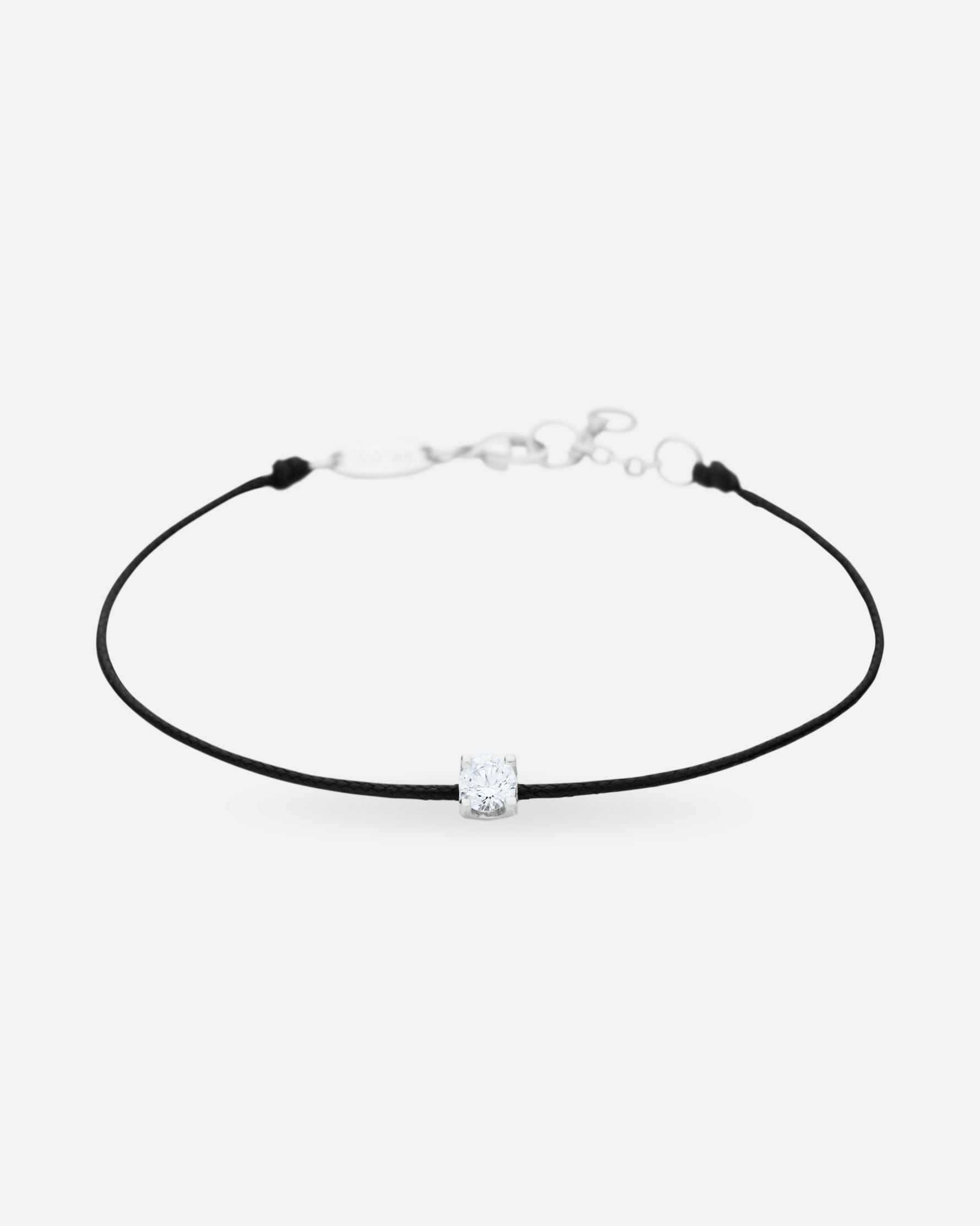 Bracelet Cordon Noir & Swarovski – Argent 925 | Tradition