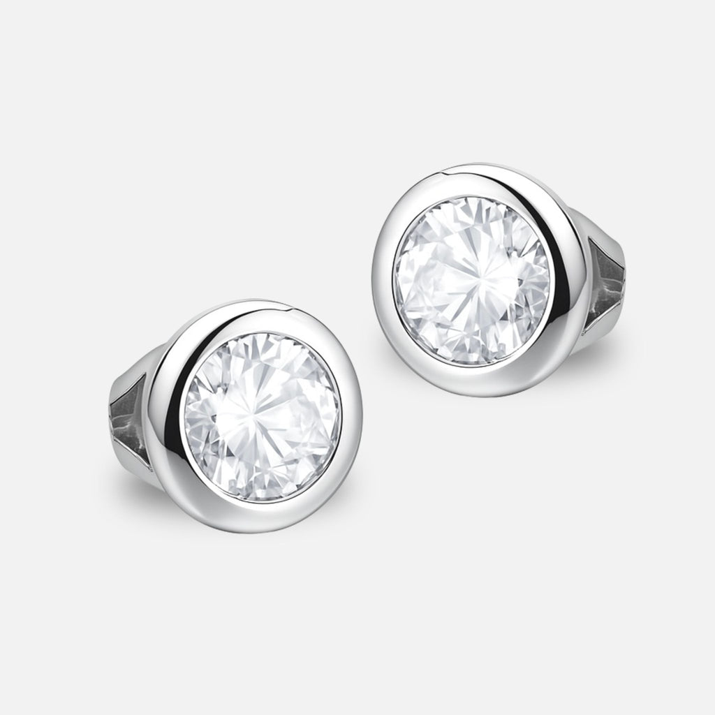 Boucles d’oreilles Solitaire – Puces en argent 925 & zirconium