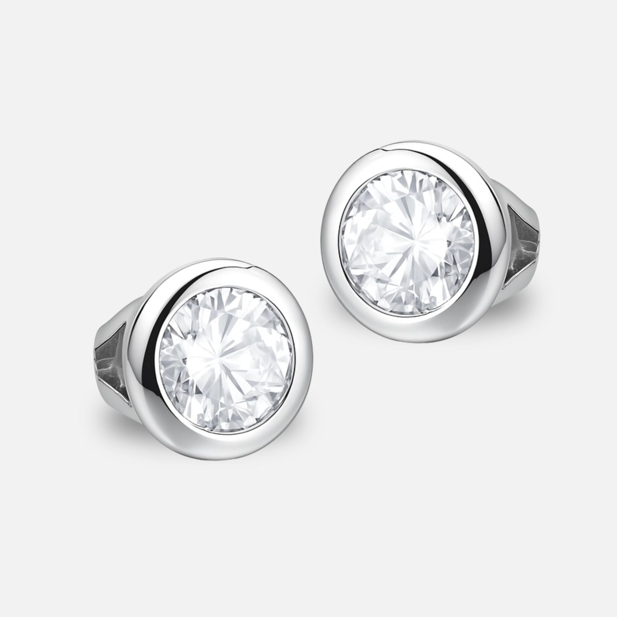 Boucles d’oreilles Solitaire – Puces en argent 925 & zirconium