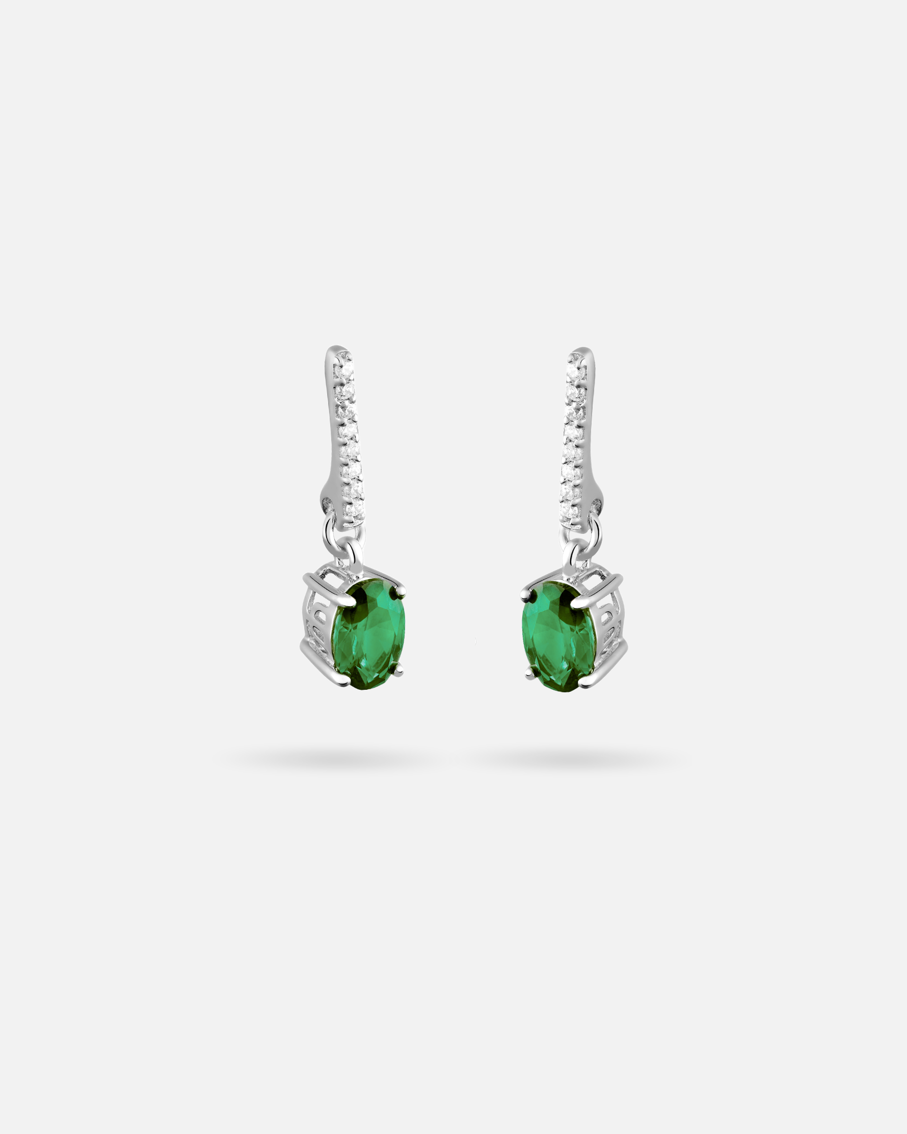 Boucles pendantes Émeraude – Argent 925