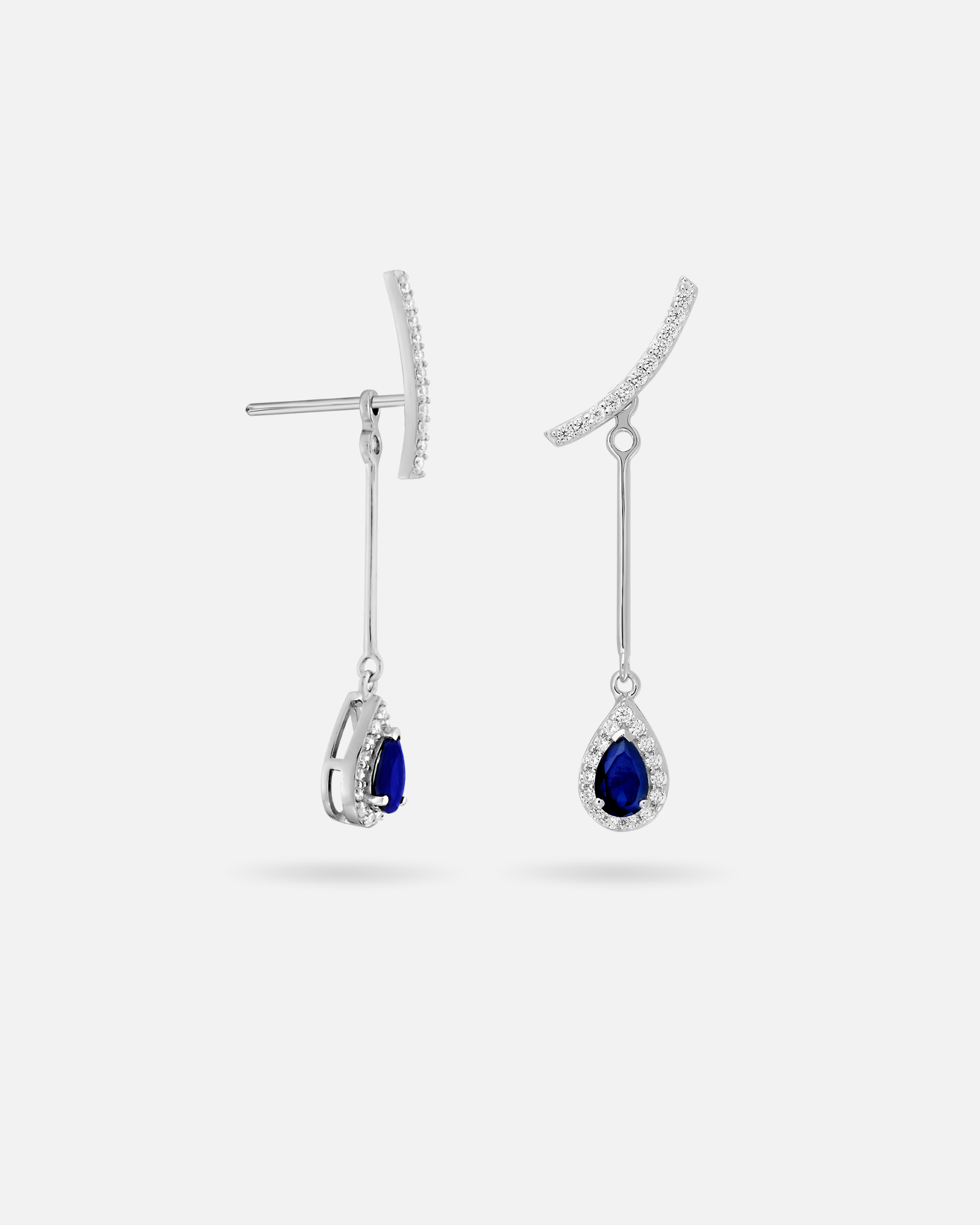 Boucles Saphir Ear Jacket – Argent 925, 2 en 1 élégantes