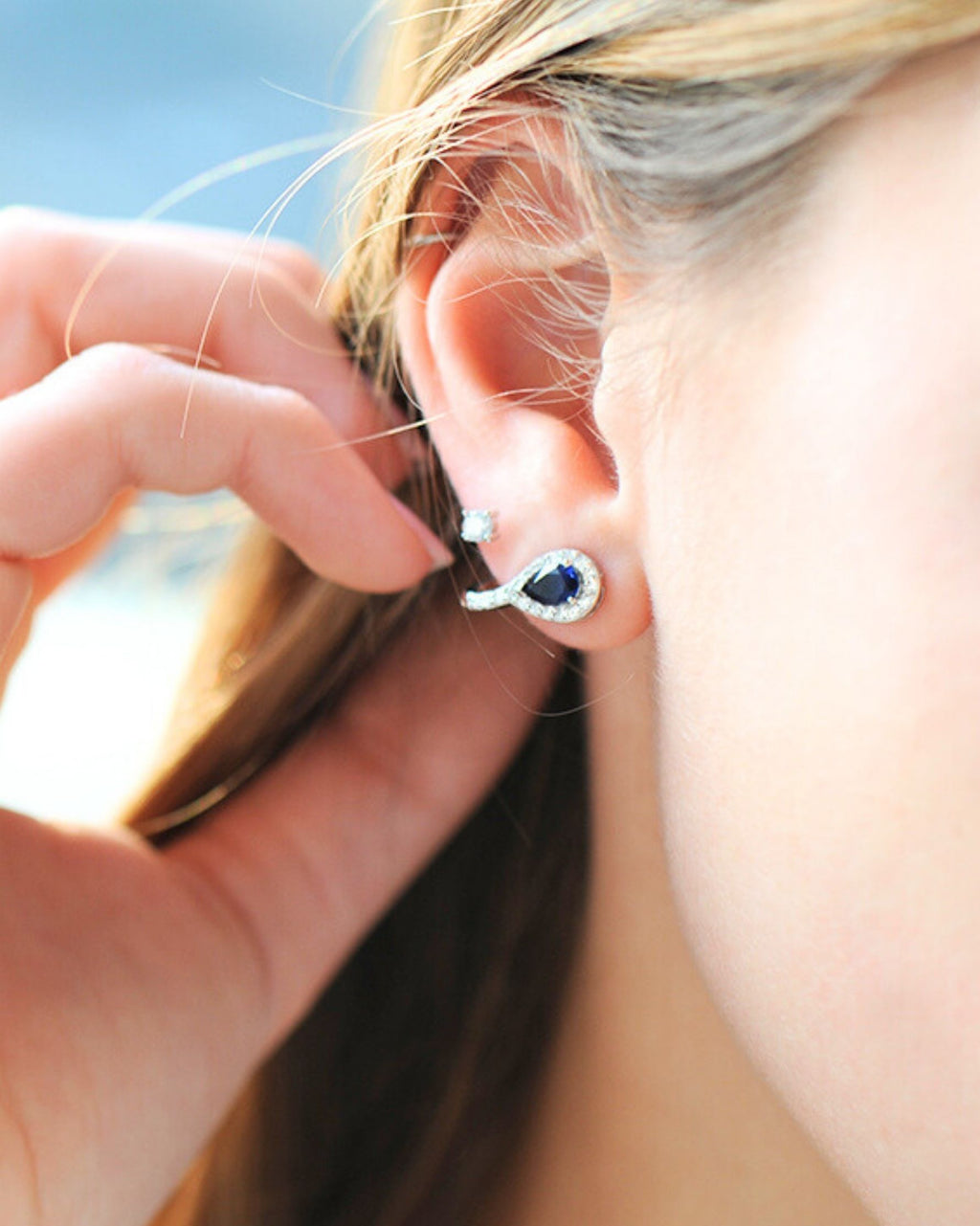 Boucles d'oreilles Saphir Marine