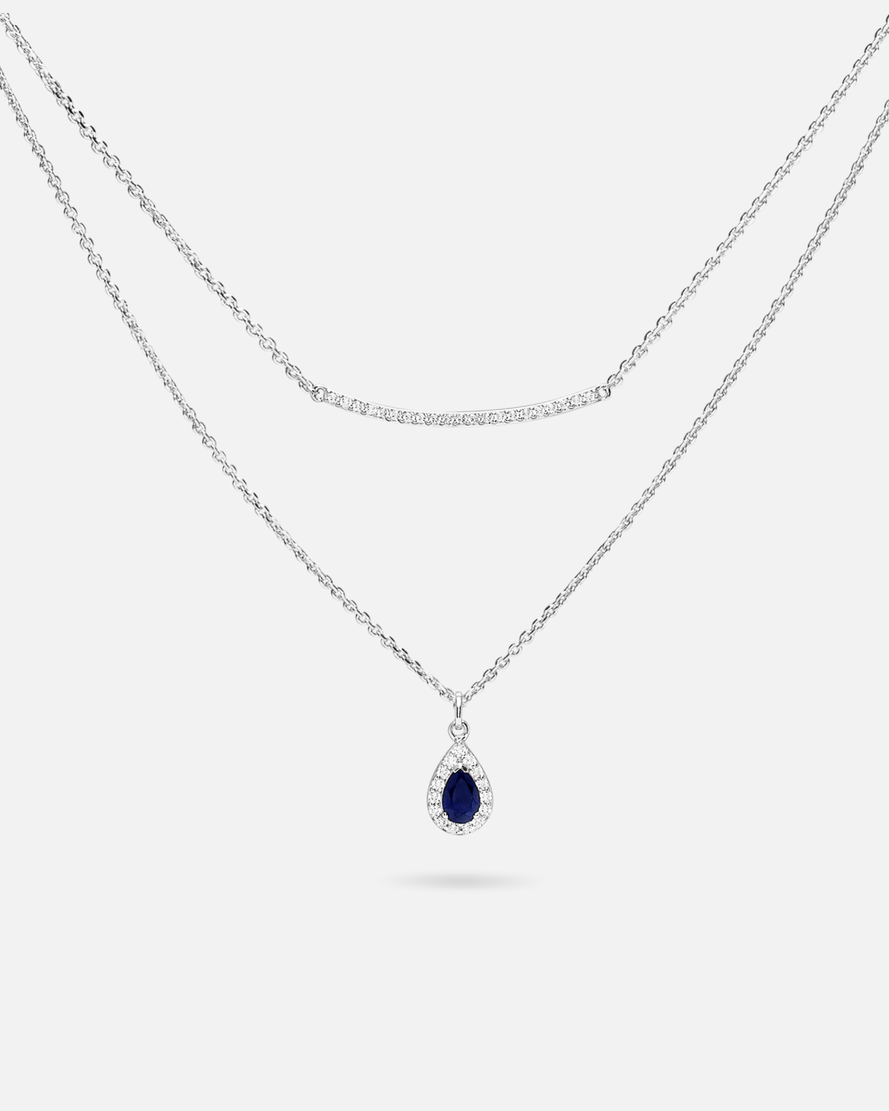 Collier Saphir 2 Rangs – Argent 925