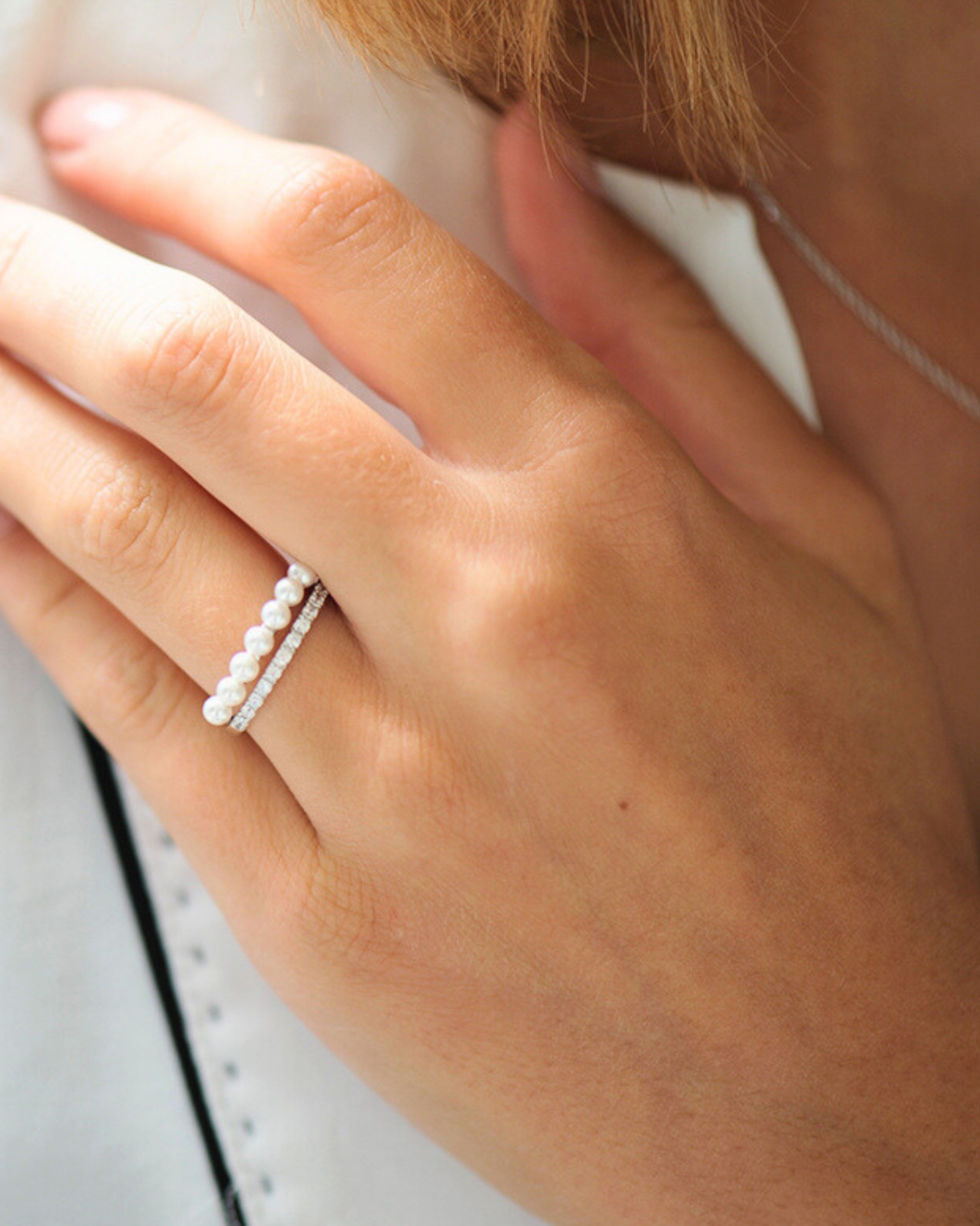 Bague Perlée Élégance – Argent 925 & Perles blanches