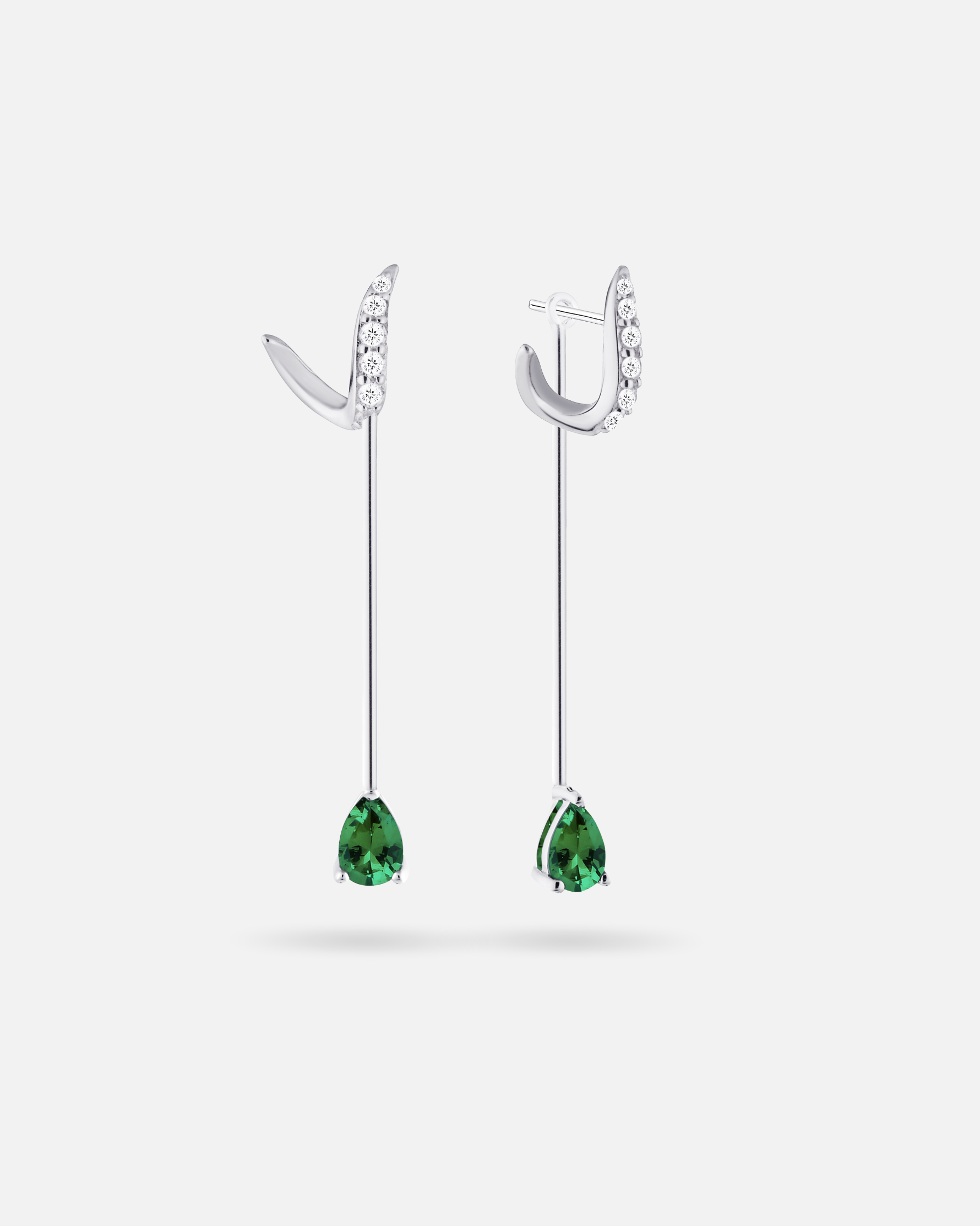 Boucles ear jacket Émeraude – Argent 925