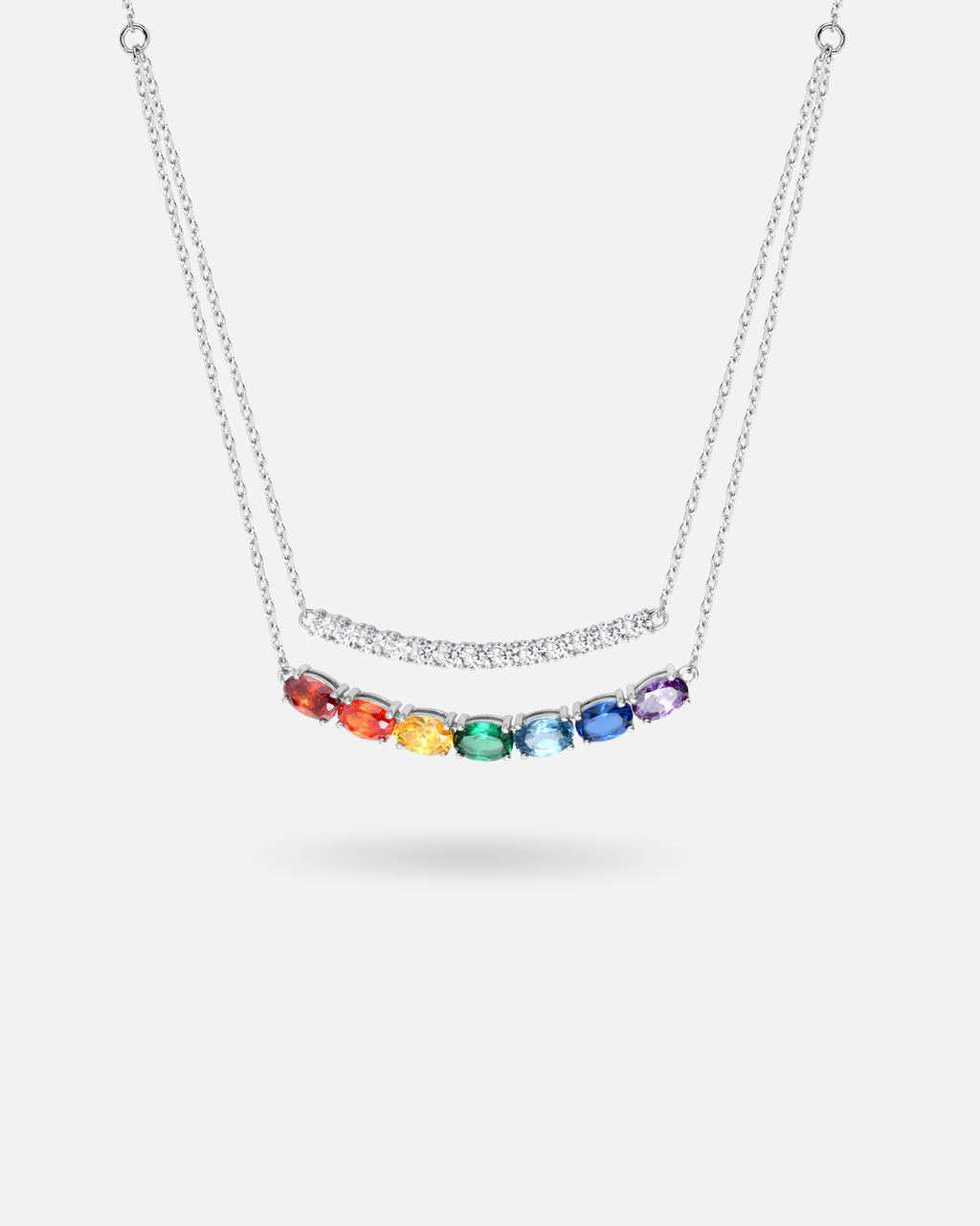 Collier deux rangs Arc-en-ciel