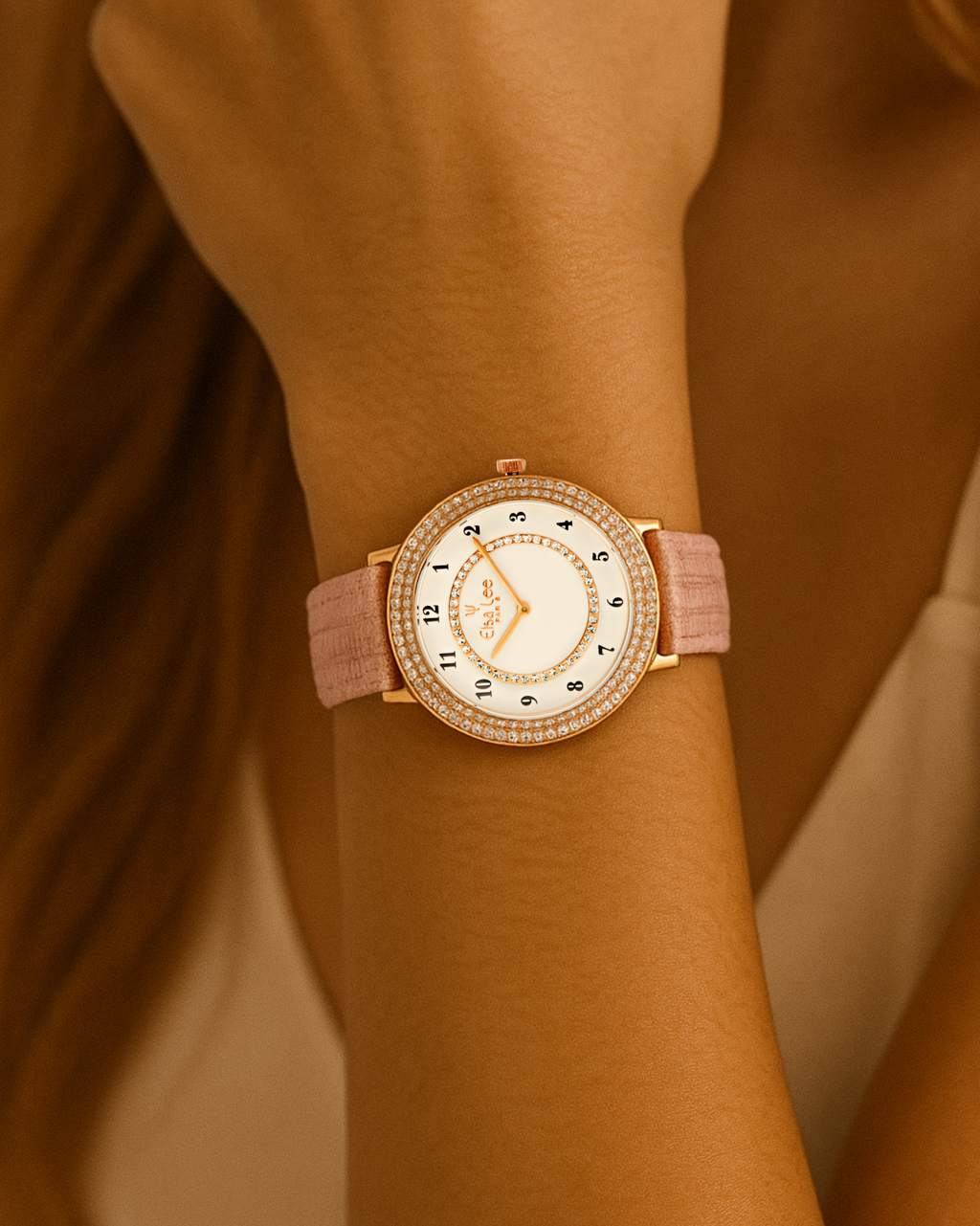 Montre Elsa Lee – Daytime | Cadran Argenté & Dorure Rose