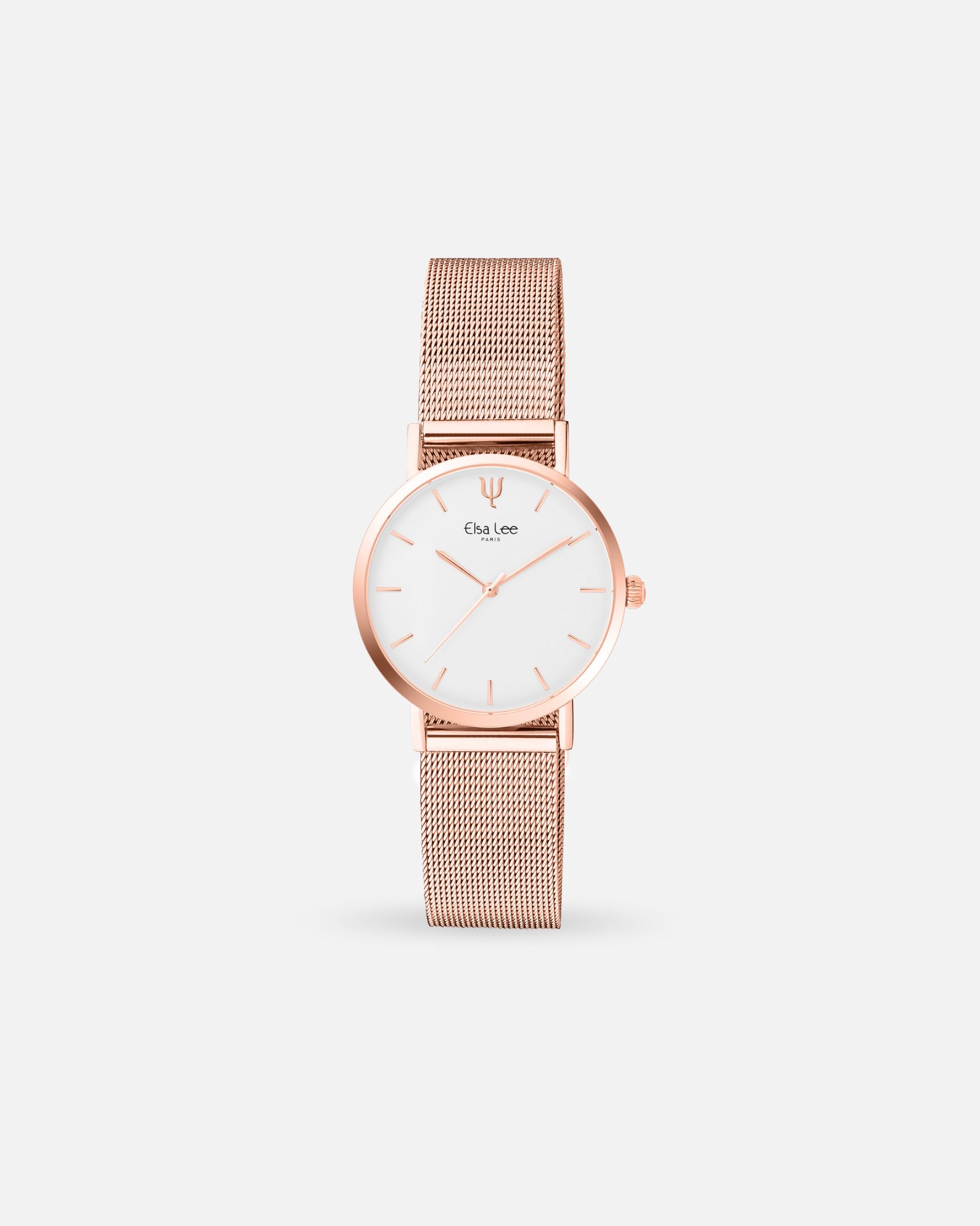 Montre Elsa Lee – Ariana | D28 mm | Cadre Rose & Fond Blanc | Bracelet Interchangeable + Bracelet Cuir Offert