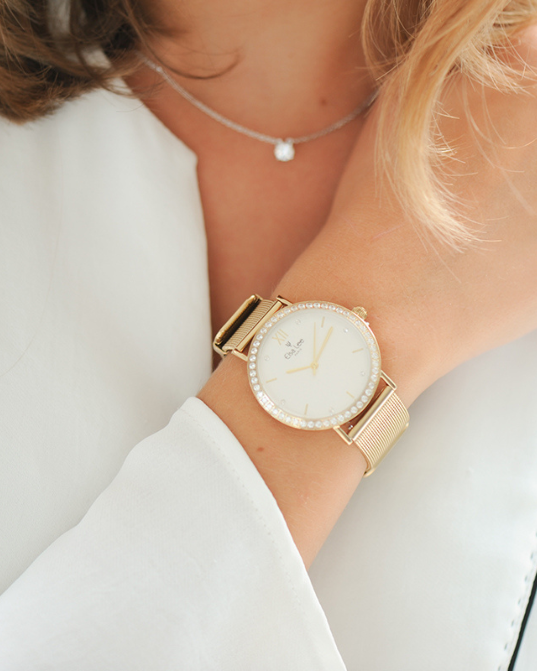 Montre ASTREE – Cadran Blanc & Boîtier Doré | Bracelet Interchangeable + Bracelet Cuir Offert