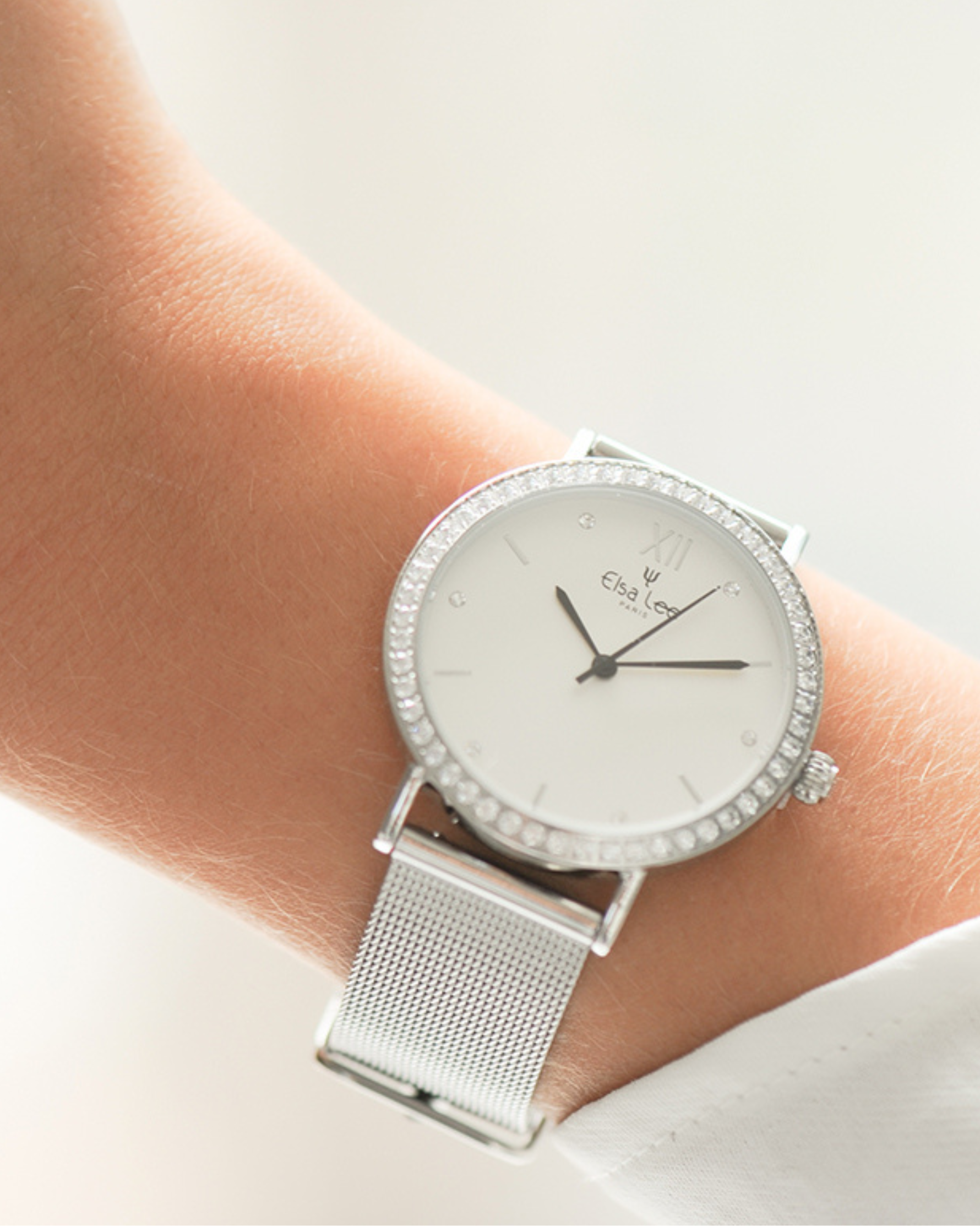 Montre ASTRÉE – Cadran Blanc & Boîtier Argent | Bracelet Interchangeable + Bracelet Cuir Offert