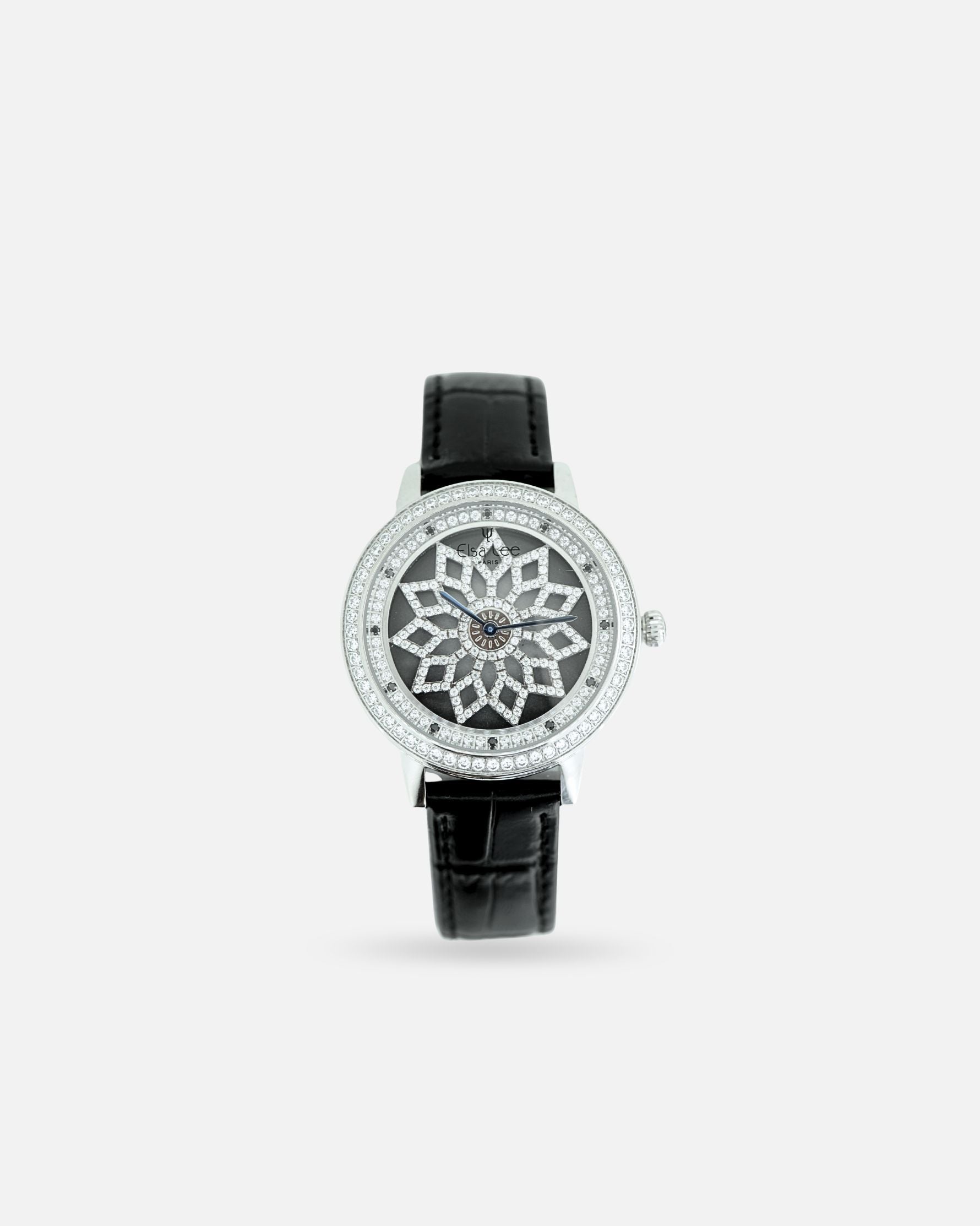 Montre Femme Elsa Lee – Cadran Noir motif tournant strass