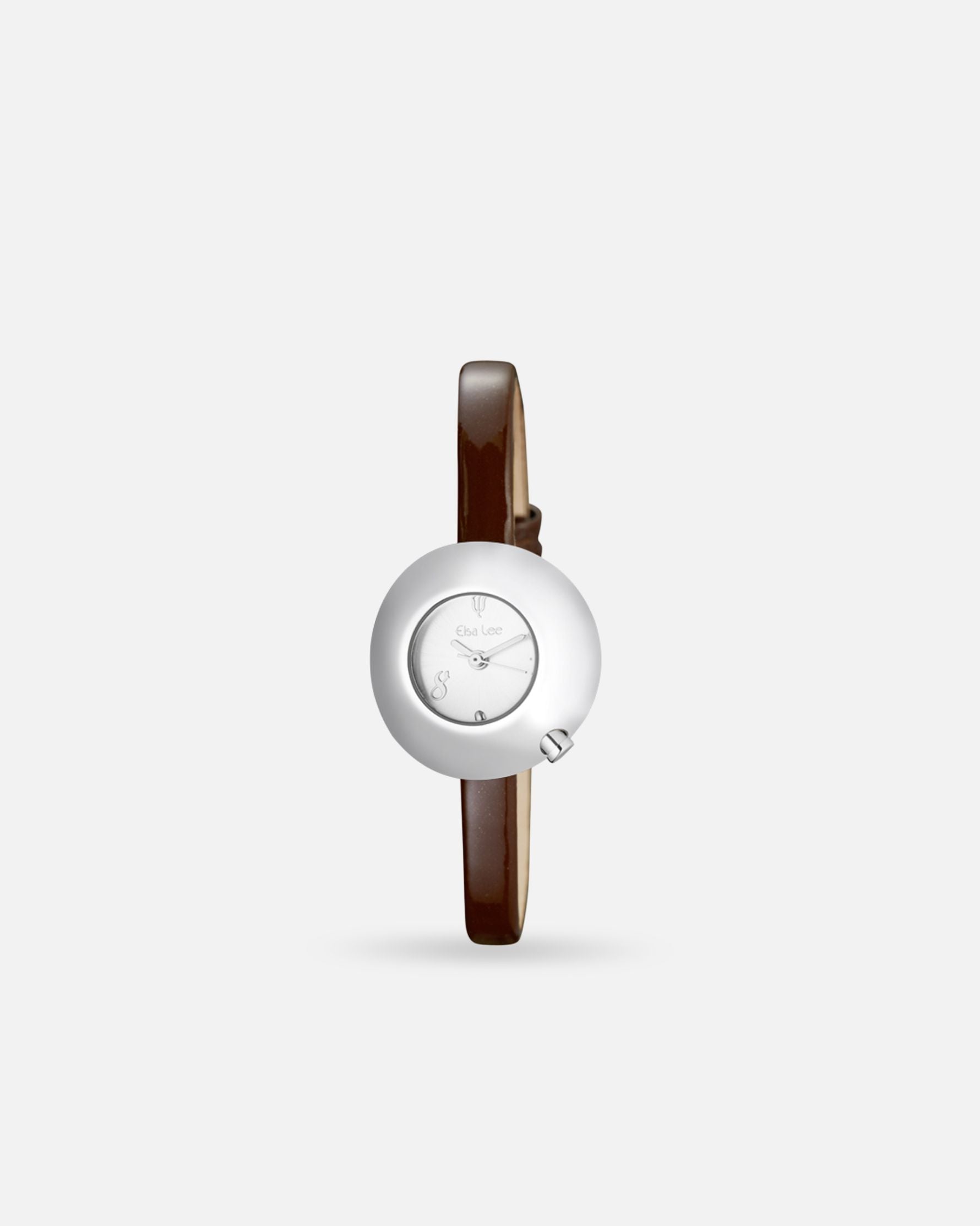Montre Bulle – Cadran Blanc & Bracelet Cuir Camel