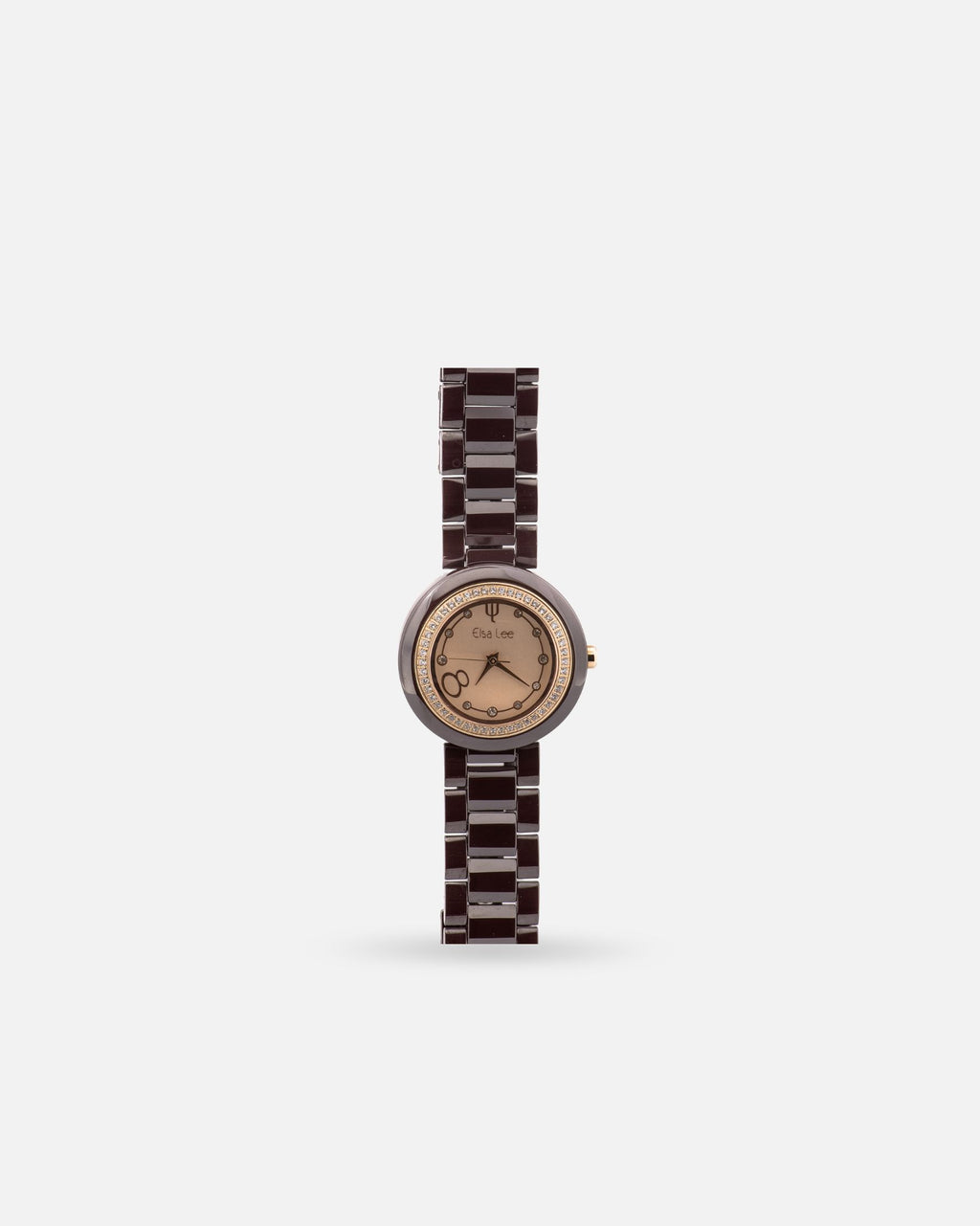Montre Céramique Marron – Cadran Rosé