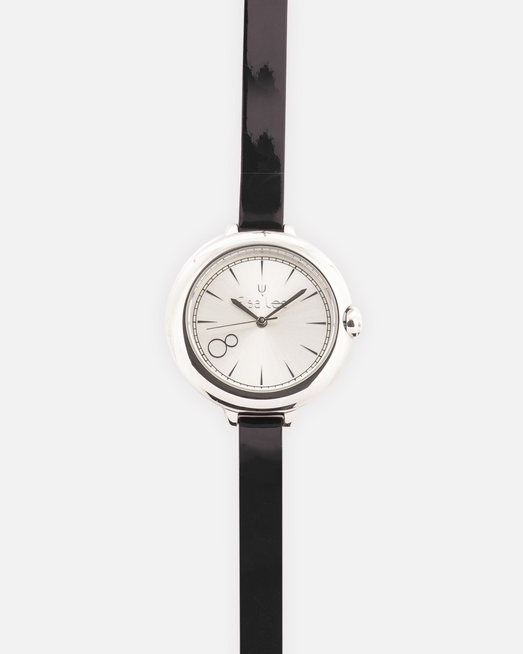 Montre Elsa Lee MOON – Bracelet cuir noir double tour – Cadran argenté 32 mm | 3 ATM