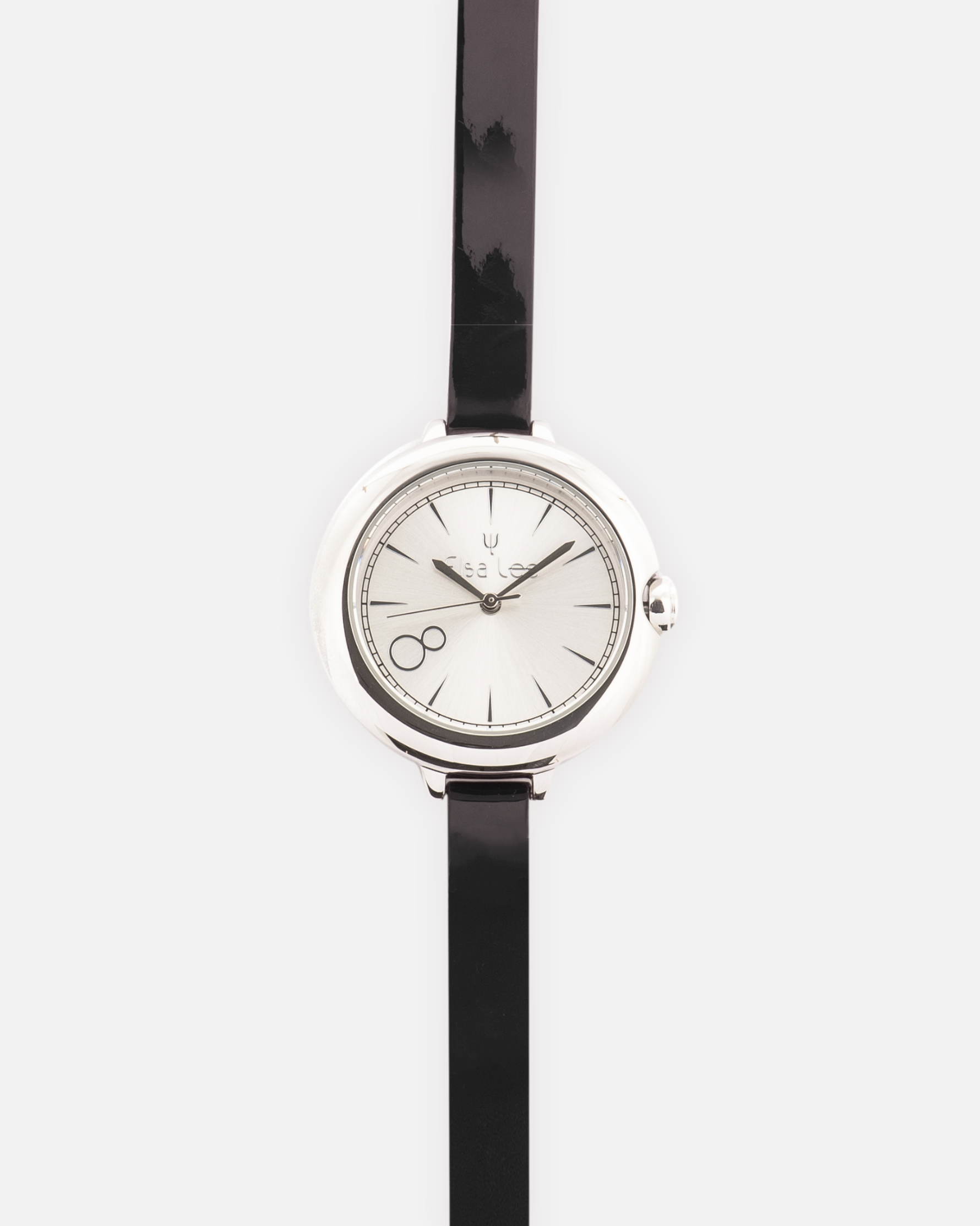 Montre Elsa Lee MOON – Bracelet cuir noir double tour – Cadran argenté 32 mm | 3 ATM