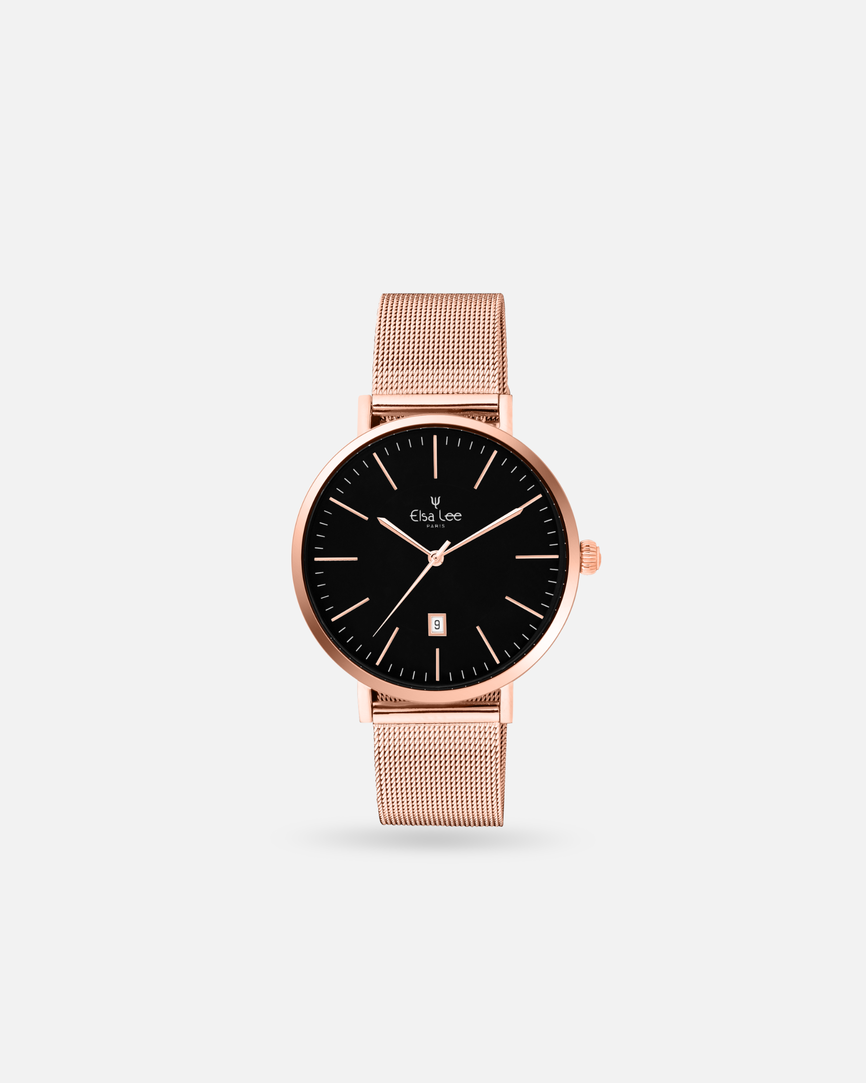 Montre AURORE – Cadran Noir & Boîtier Rose Gold | Bracelet Interchangeable + Bracelet Cuir Offert