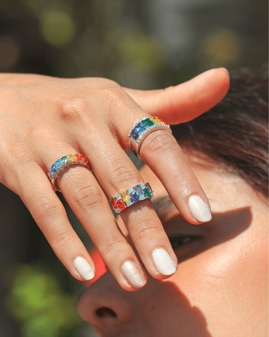 Bague Archipel - bijou en argent - bague fantaisie boule et brillants Bague Archipel - bijou en argent - bague fantaisie boule et brillants