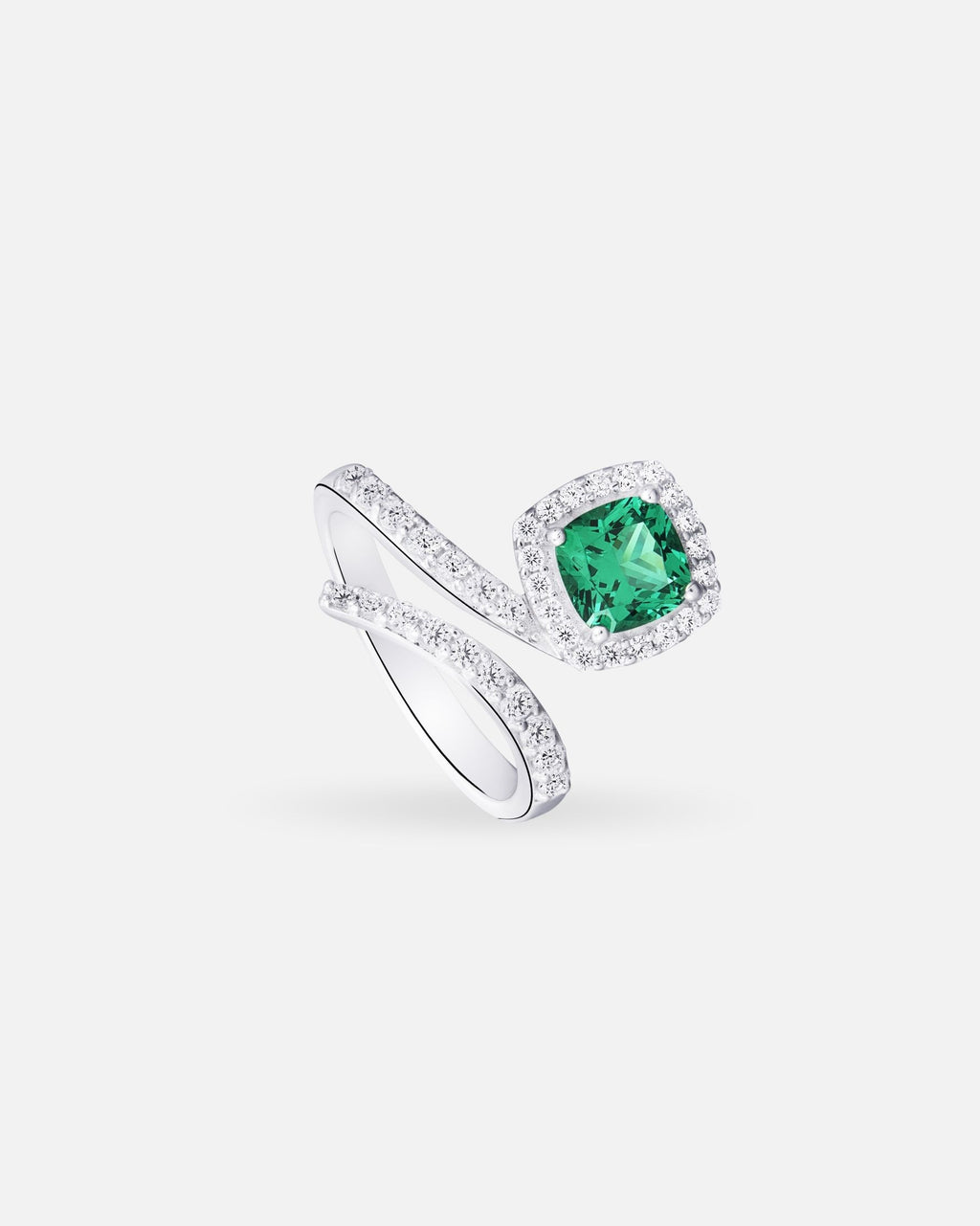 Bague Émeraude Coussin Halo