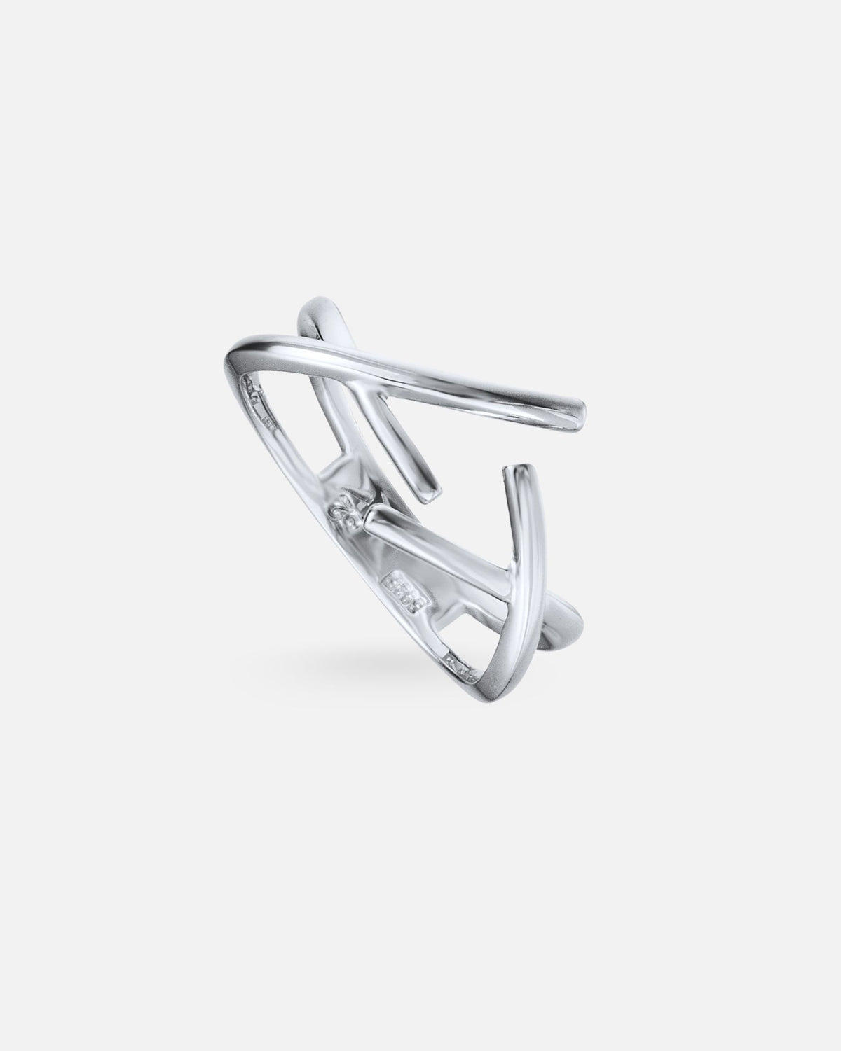 Bague graphique Elsa Lee en argent 925 – Lignes croisées